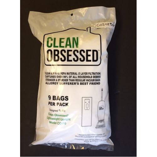 Clean Obsessed Co202 Ltwt Upt HEPA Filter Bags 9/pk