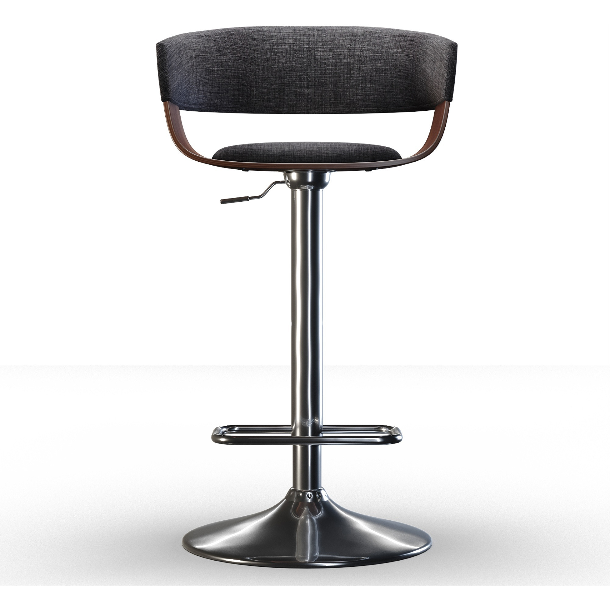 Lowell Adjustable Swivel Bar Stool in Charcoal Grey Linen Look Fabric