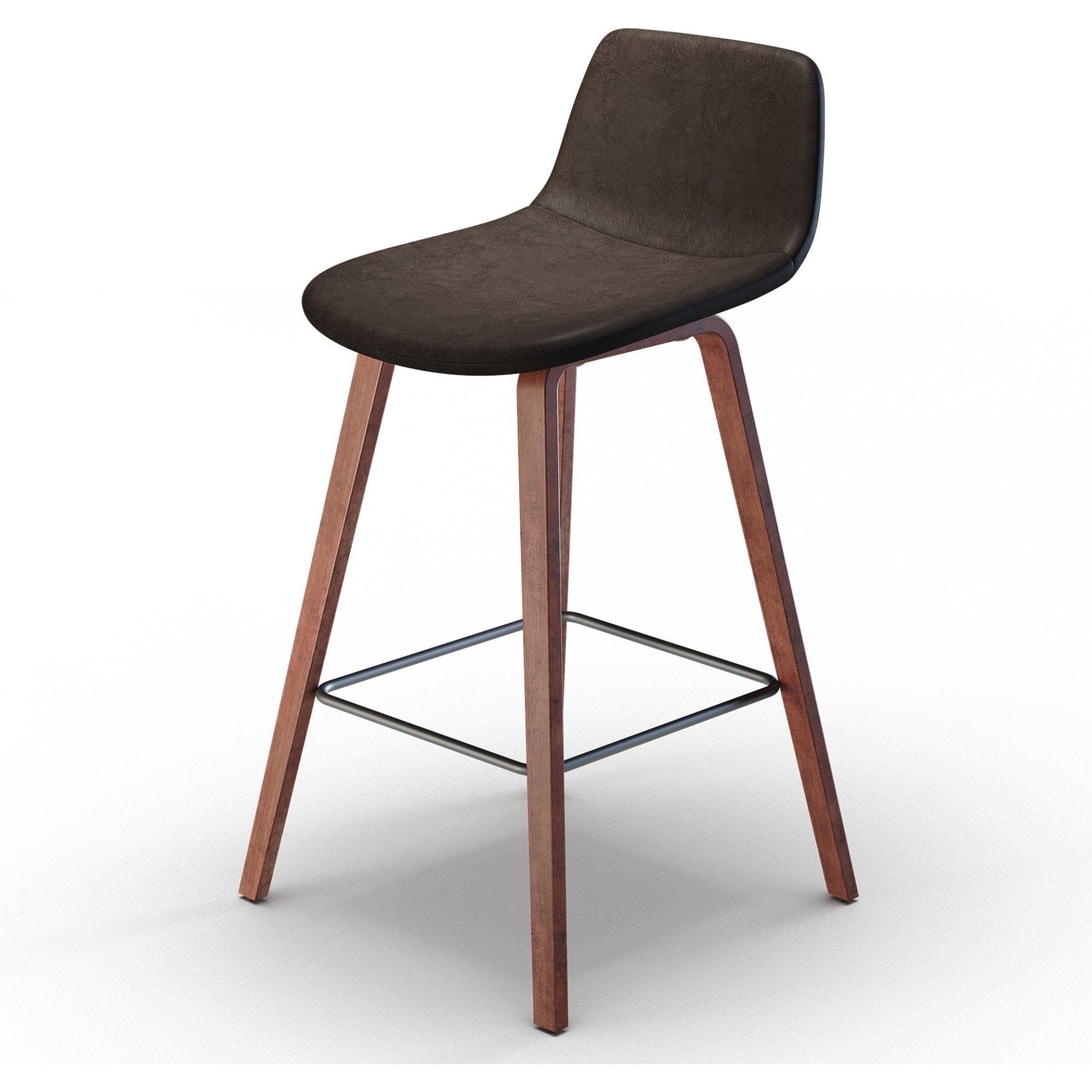 Addy Mid-Century Modern 26 inch Counter Stool (Set of 2) in Distressed Brown Faux Leather