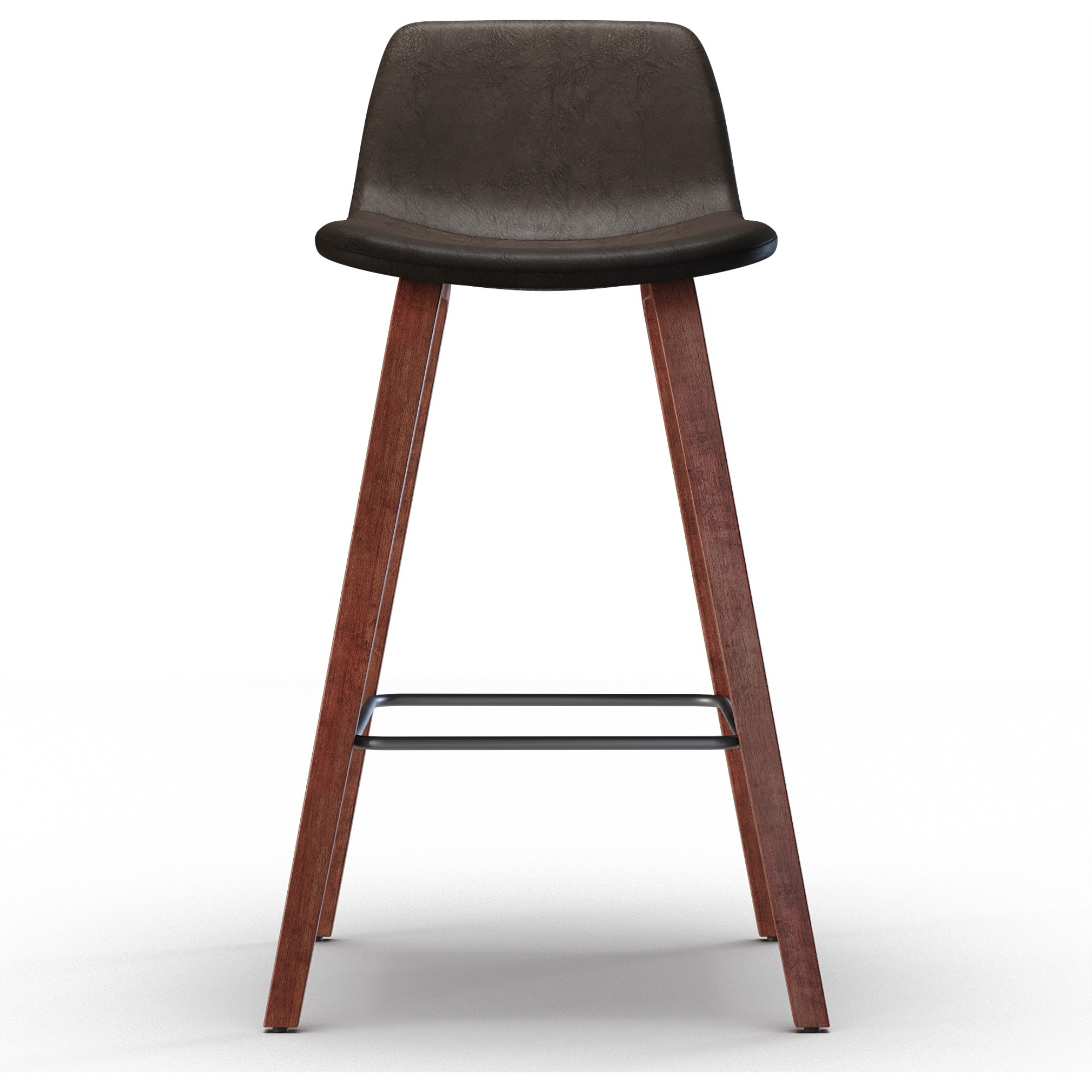 Addy Mid-Century Modern 26 inch Counter Stool (Set of 2) in Distressed Brown Faux Leather