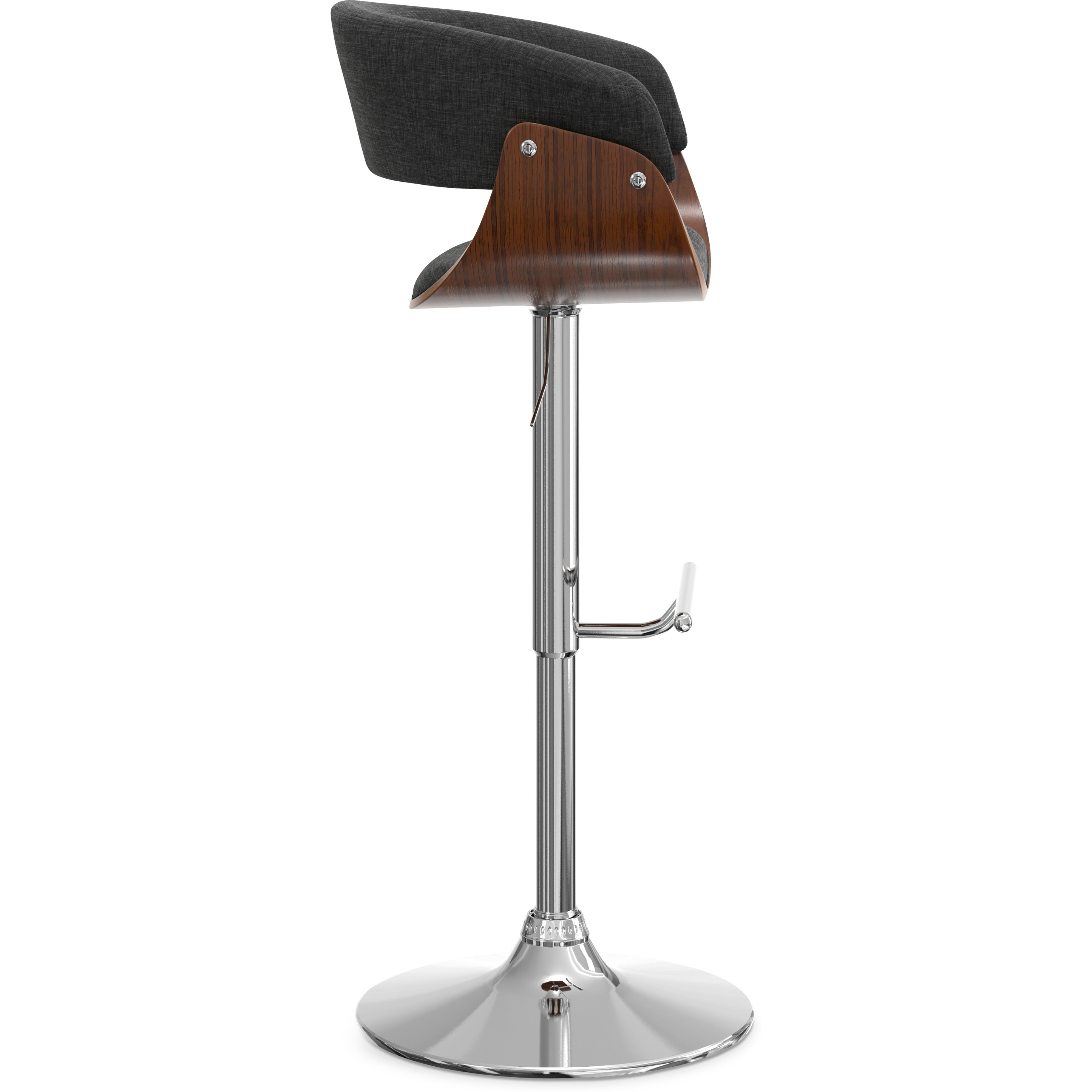Sheldon Adjustable Swivel Bar Stool in Charcoal Grey Linen Look Fabric