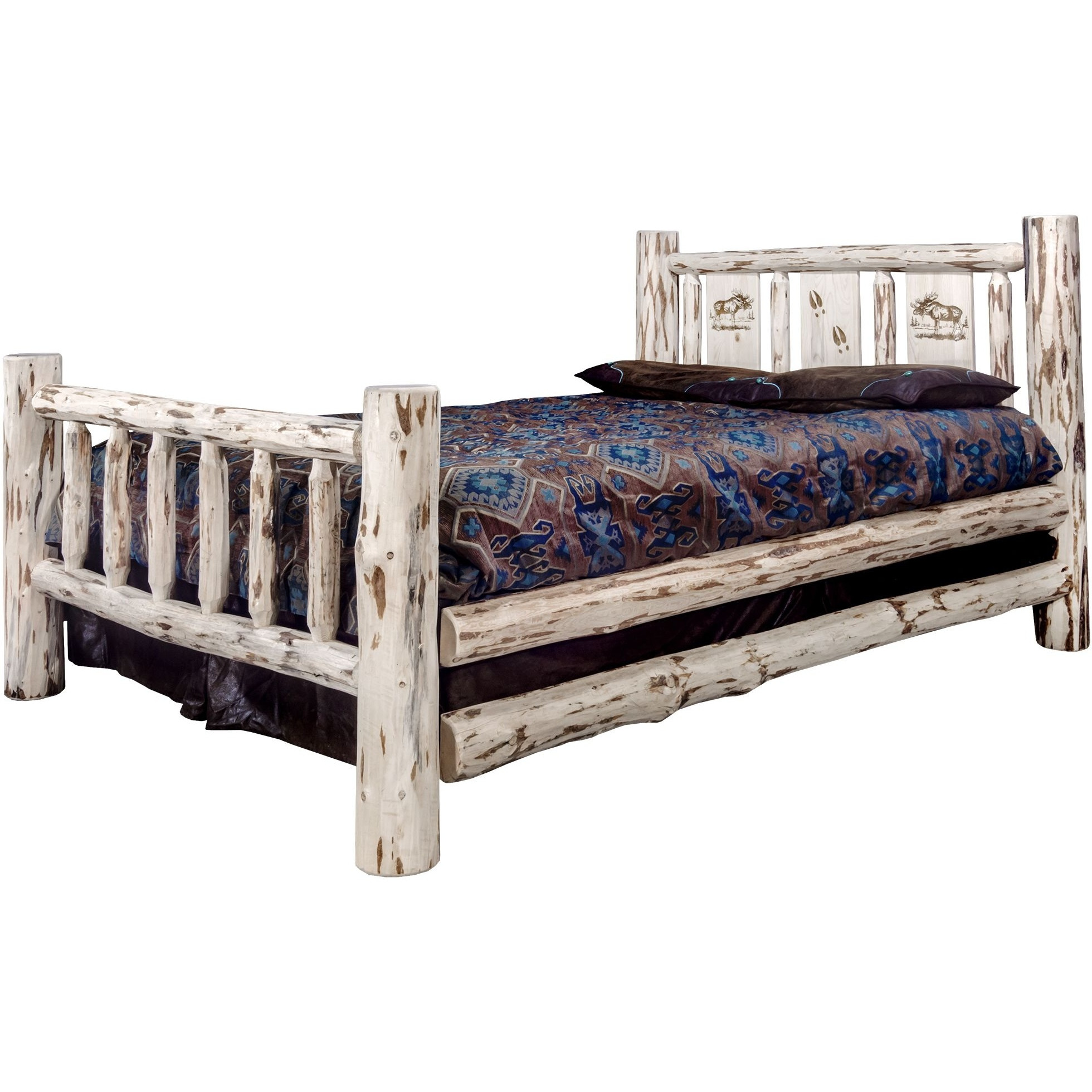 Montana Collection California King Bed w/ Laser Engraved Moose Design, Ready to Finish