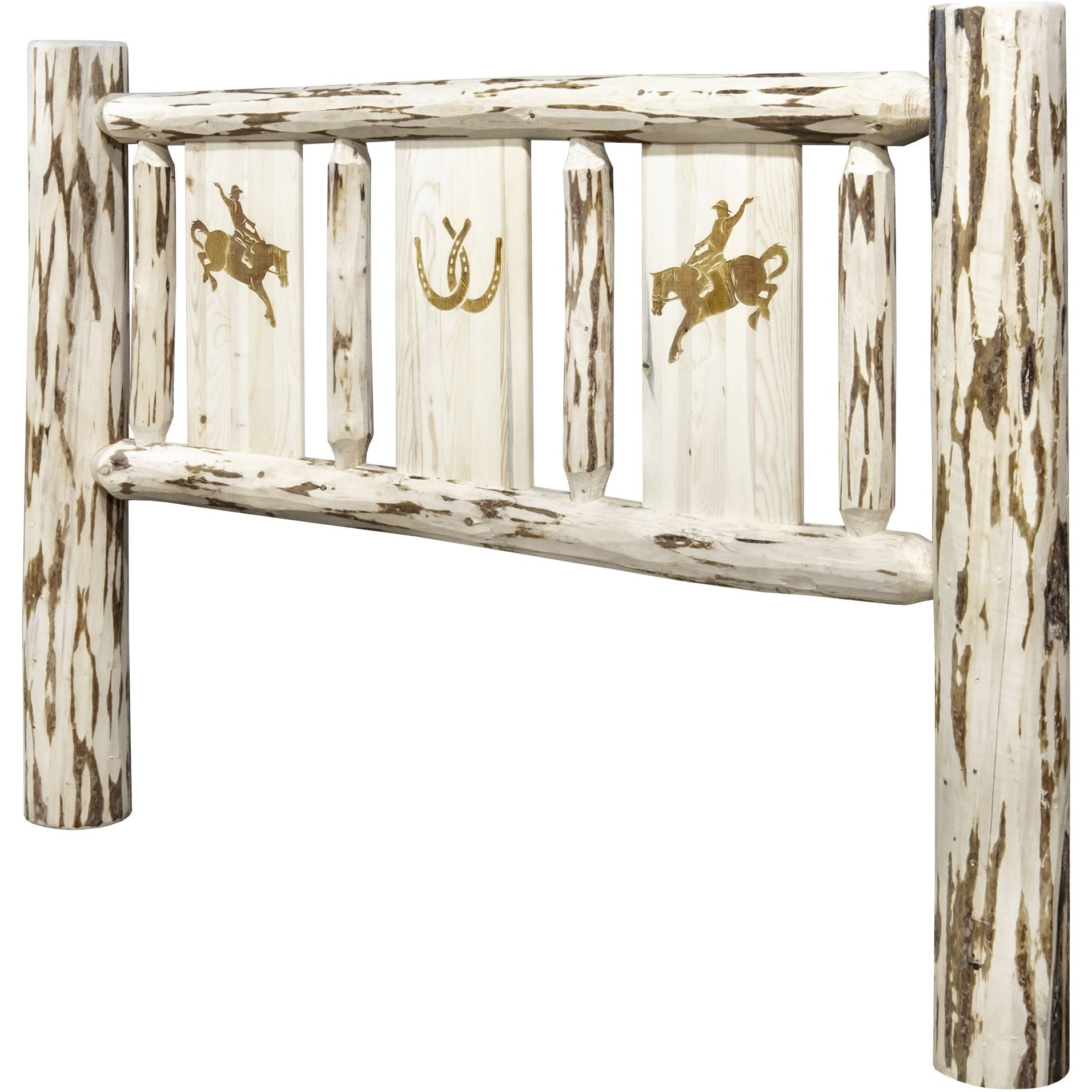 Montana Collection Twin Headboard w/ Laser Engraved Bronc Design, Ready to Finish