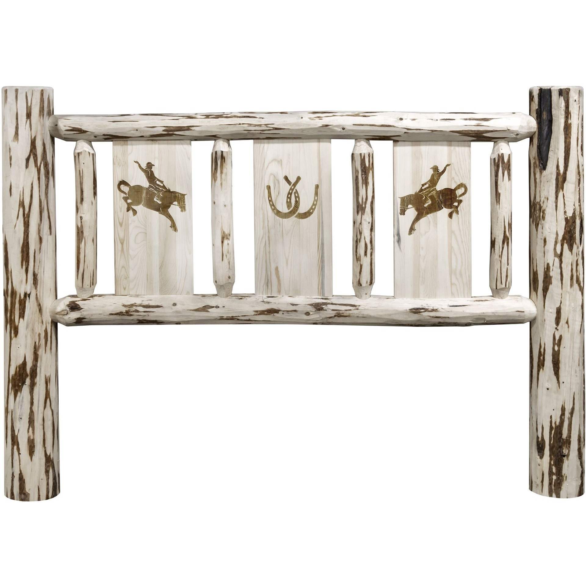 Montana Collection Twin Headboard w/ Laser Engraved Bronc Design, Ready to Finish