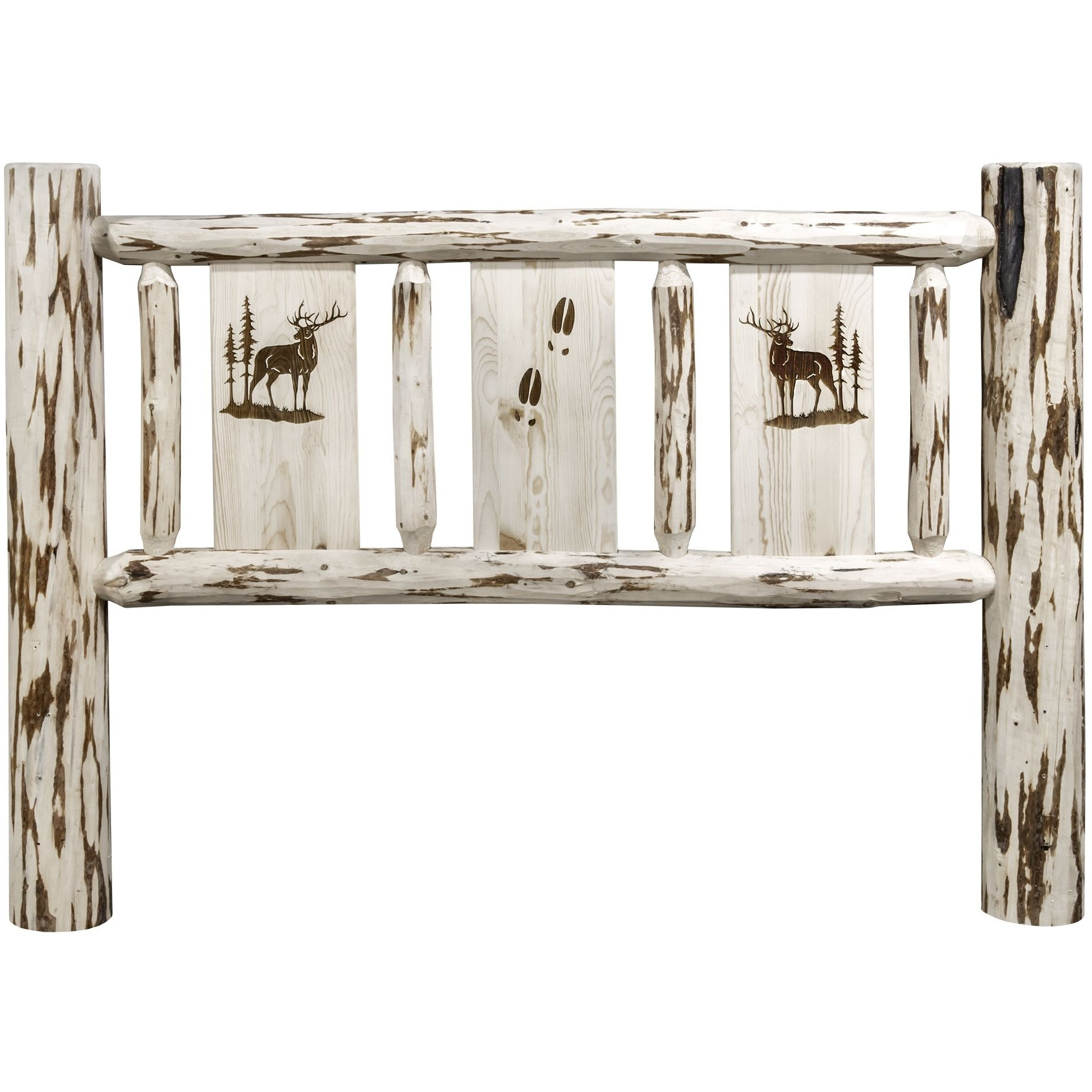 Montana Collection Twin Headboard w/ Laser Engraved Elk Design, Ready to Finish