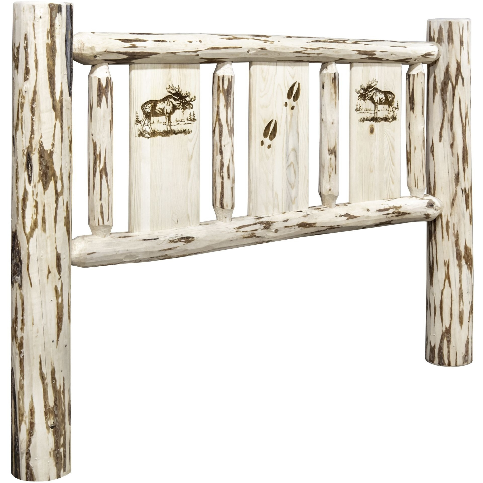 Montana Collection Twin Headboard w/ Laser Engraved Moose Design, Ready to Finish