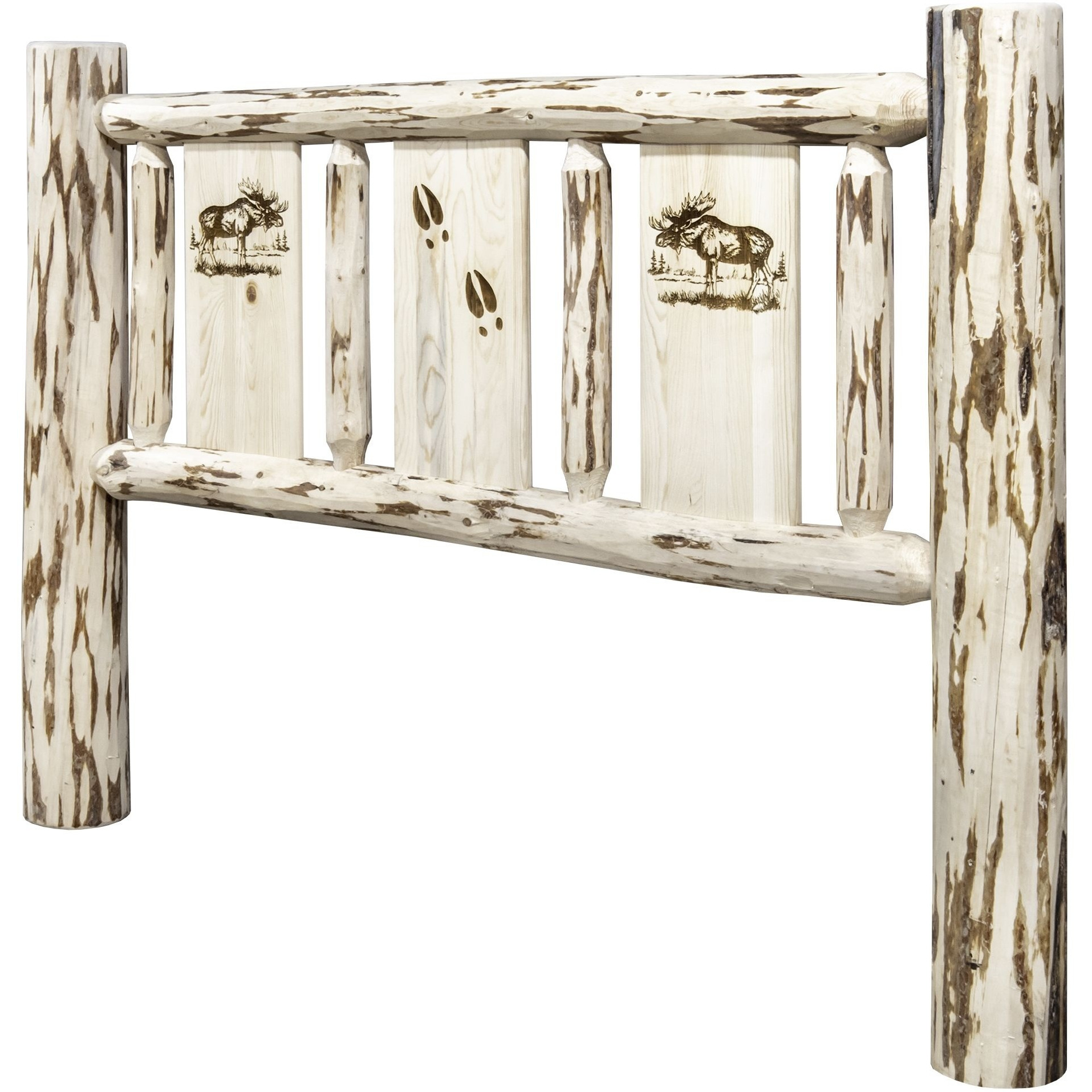 Montana Collection Twin Headboard w/ Laser Engraved Moose Design, Ready to Finish