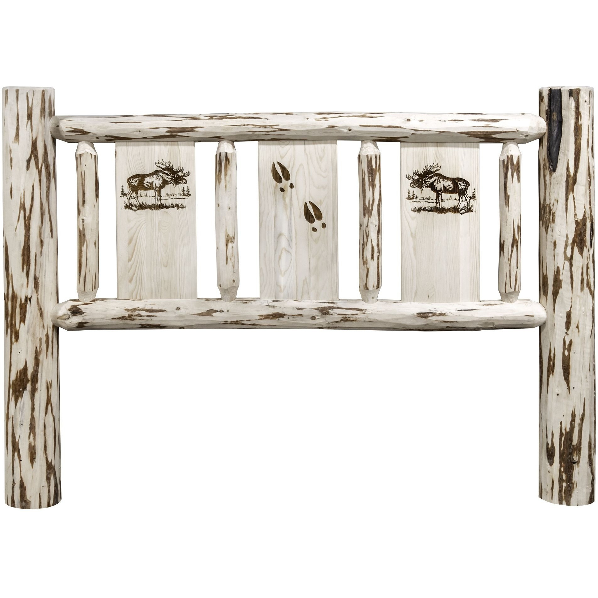 Montana Collection Twin Headboard w/ Laser Engraved Moose Design, Ready to Finish