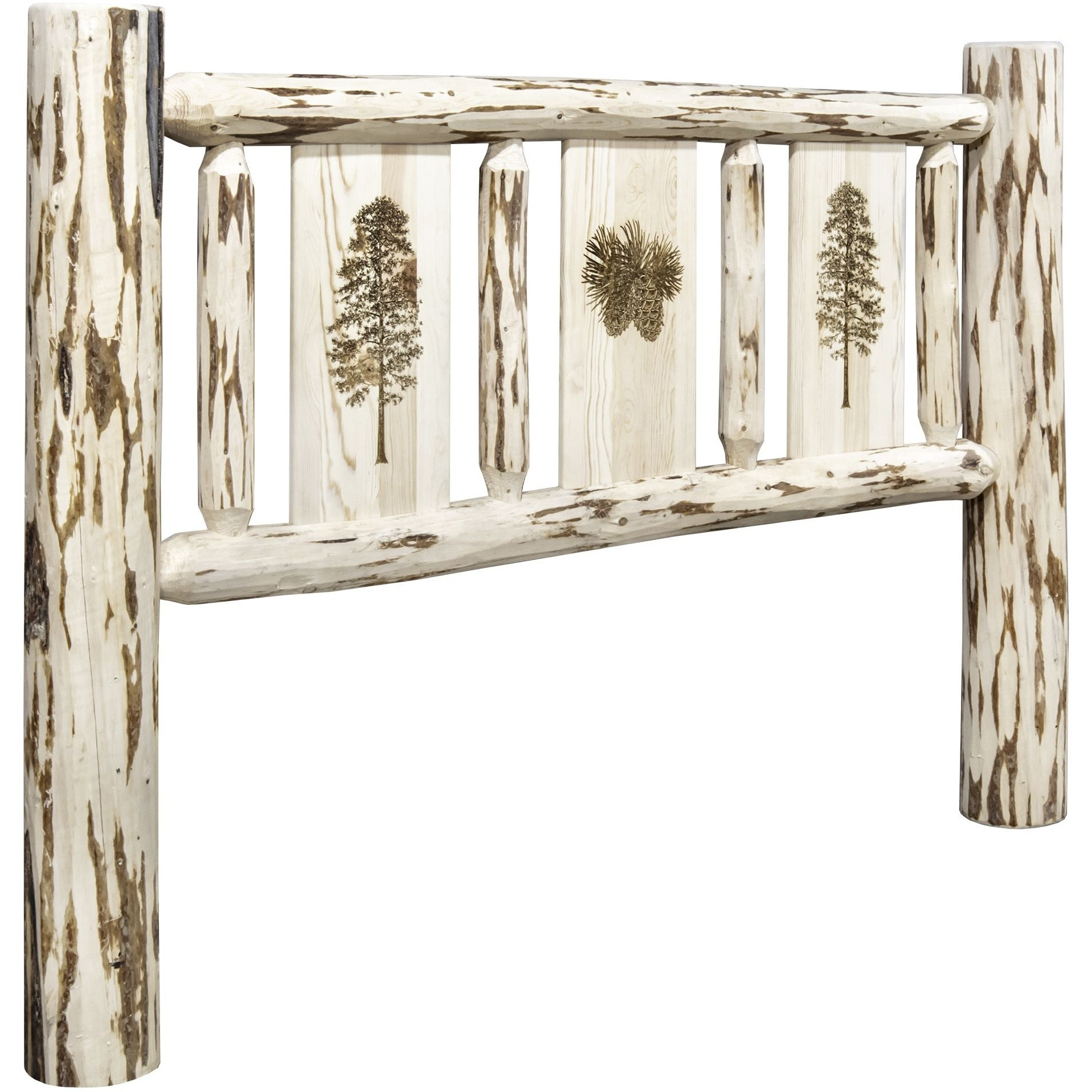 Montana Collection Twin Headboard w/ Laser Engraved Pine Design, Ready to Finish