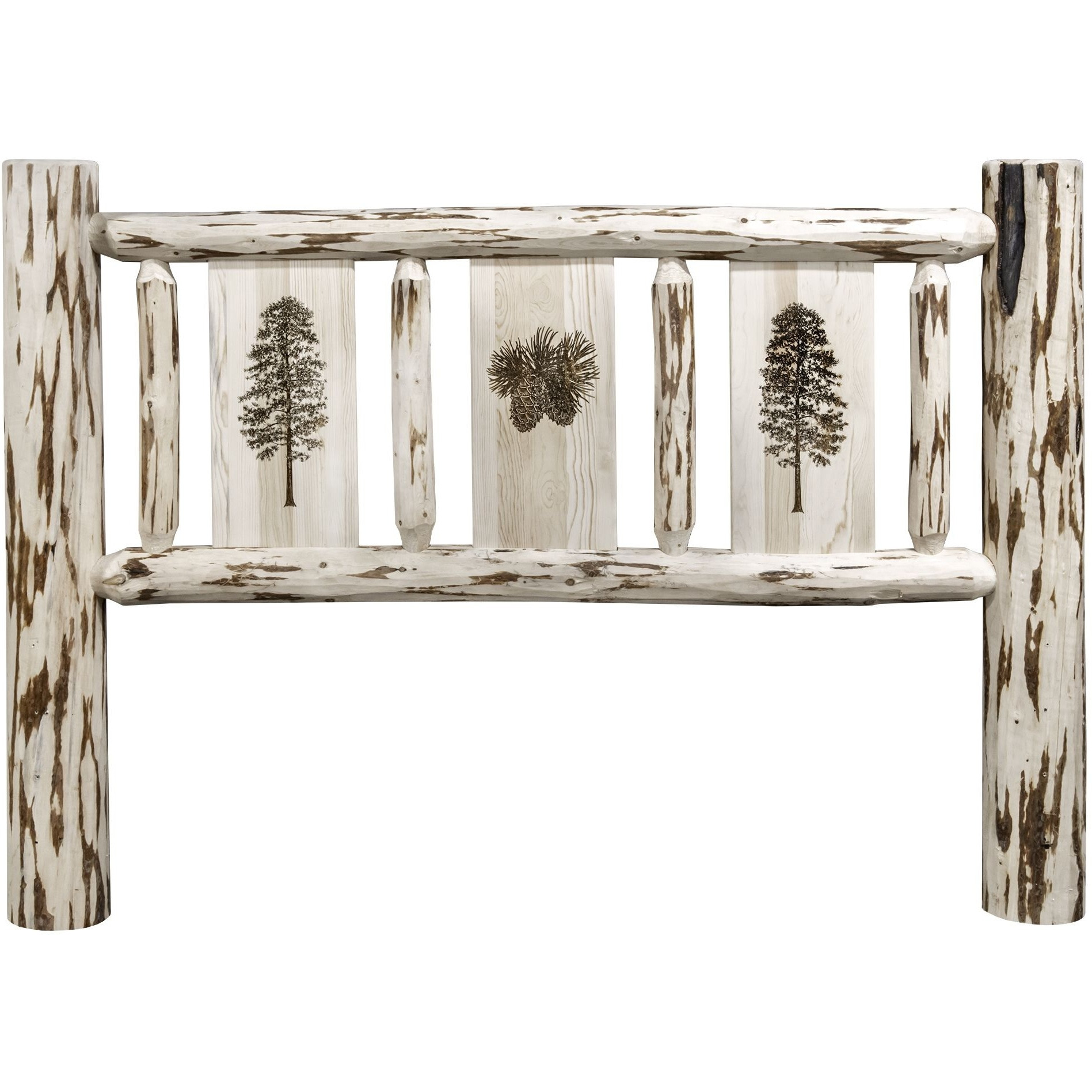 Montana Collection Twin Headboard w/ Laser Engraved Pine Design, Ready to Finish
