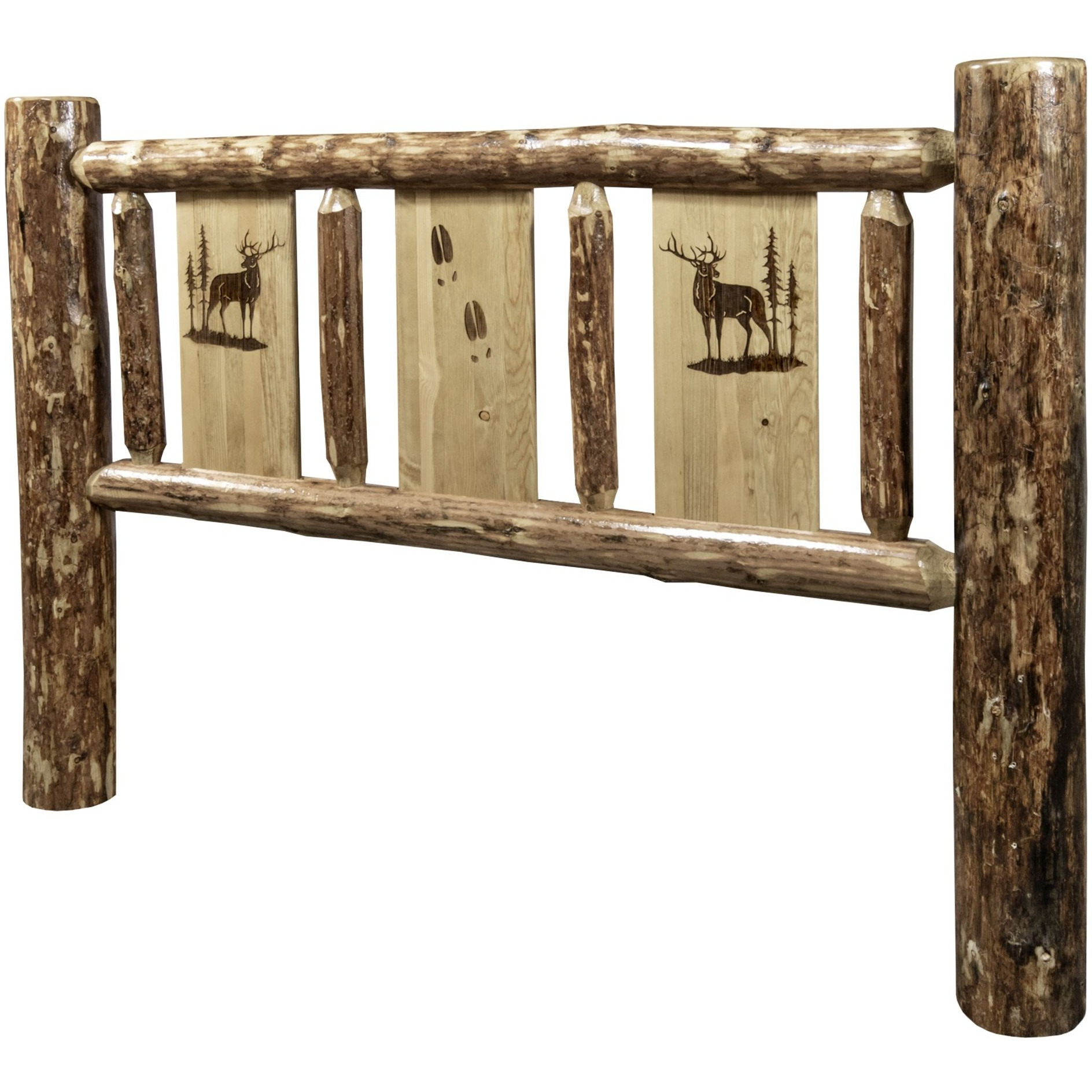 Glacier Country Collection Twin Headboard w/ Laser Engraved Elk Design