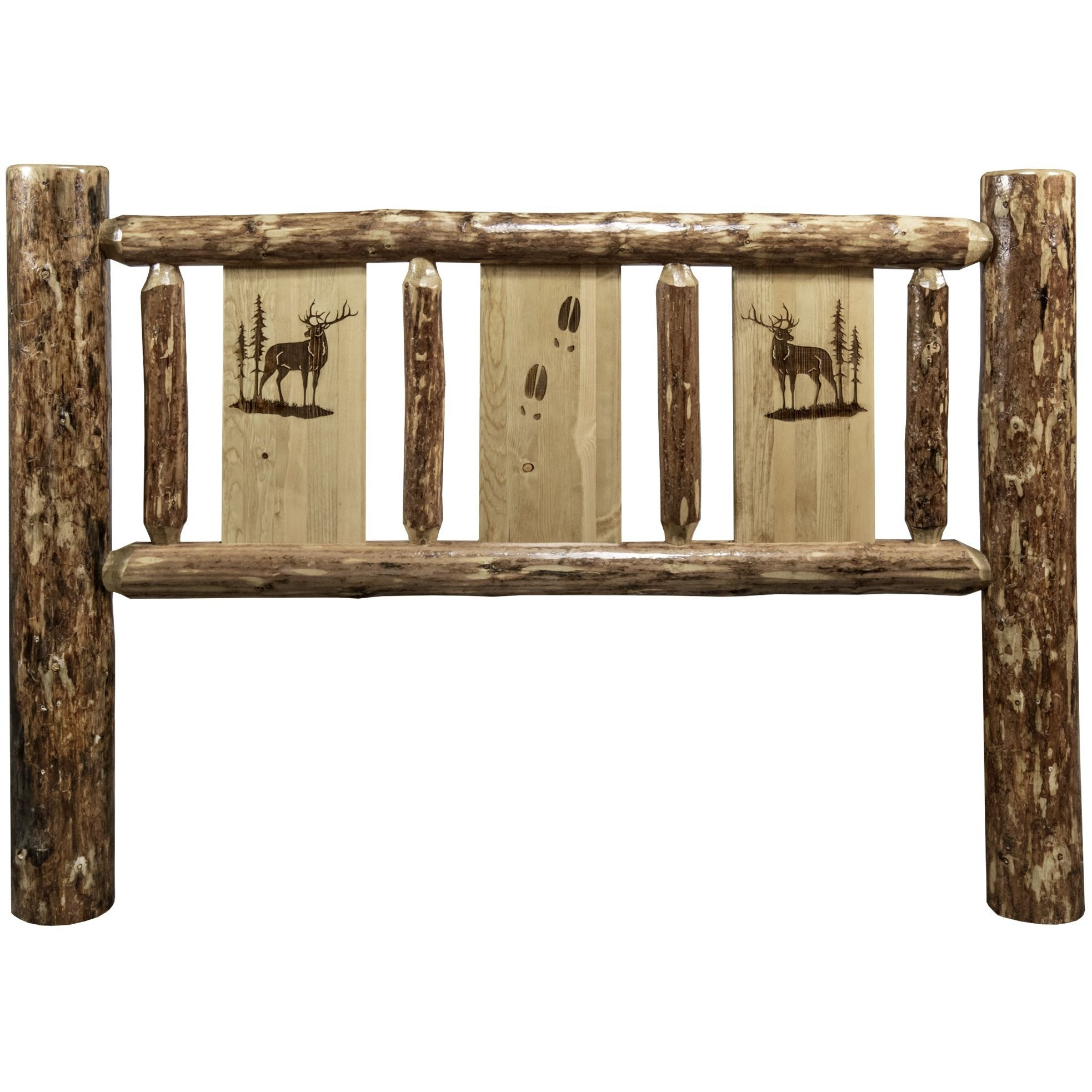 Glacier Country Collection Twin Headboard w/ Laser Engraved Elk Design