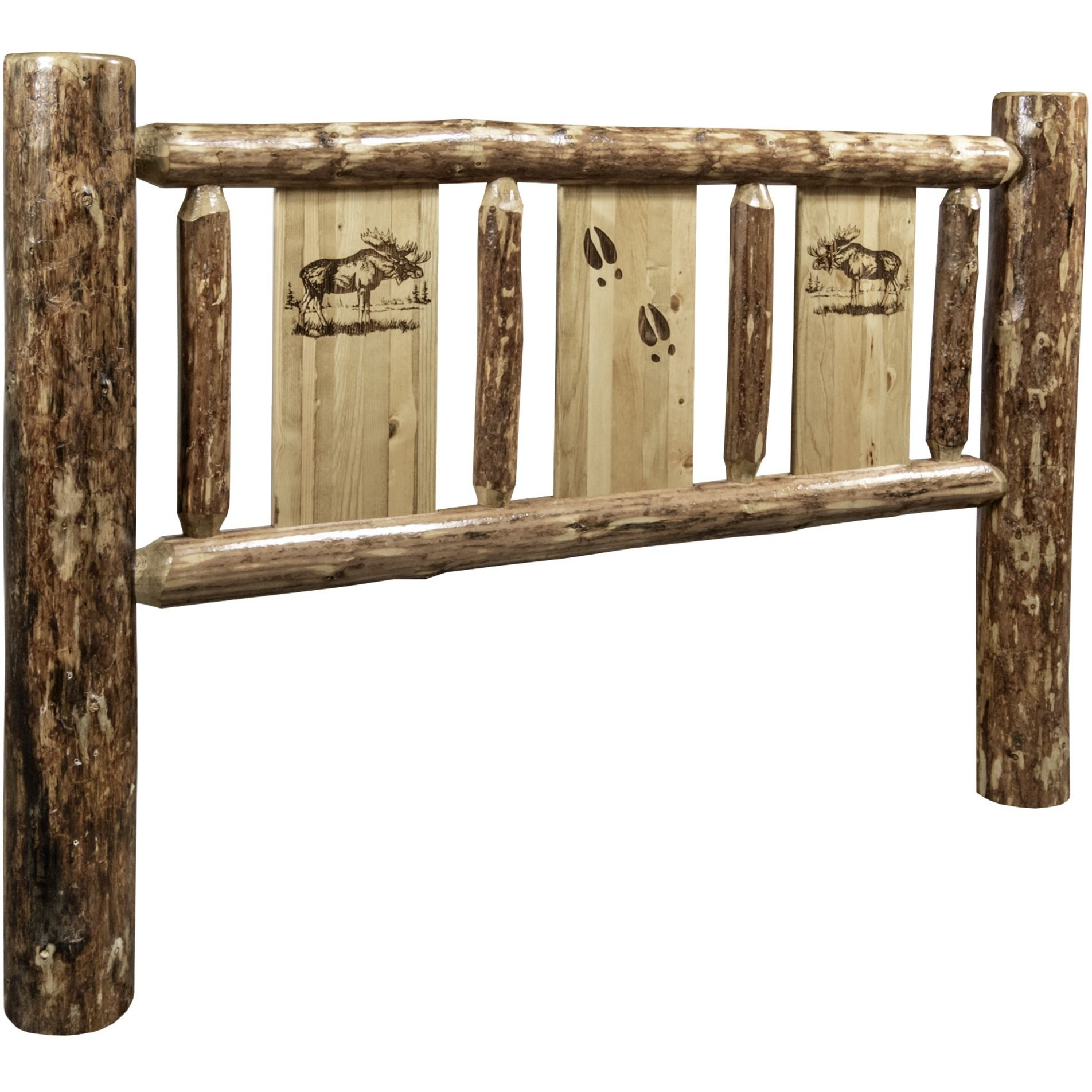Glacier Country Collection Twin Headboard w/ Laser Engraved Moose Design