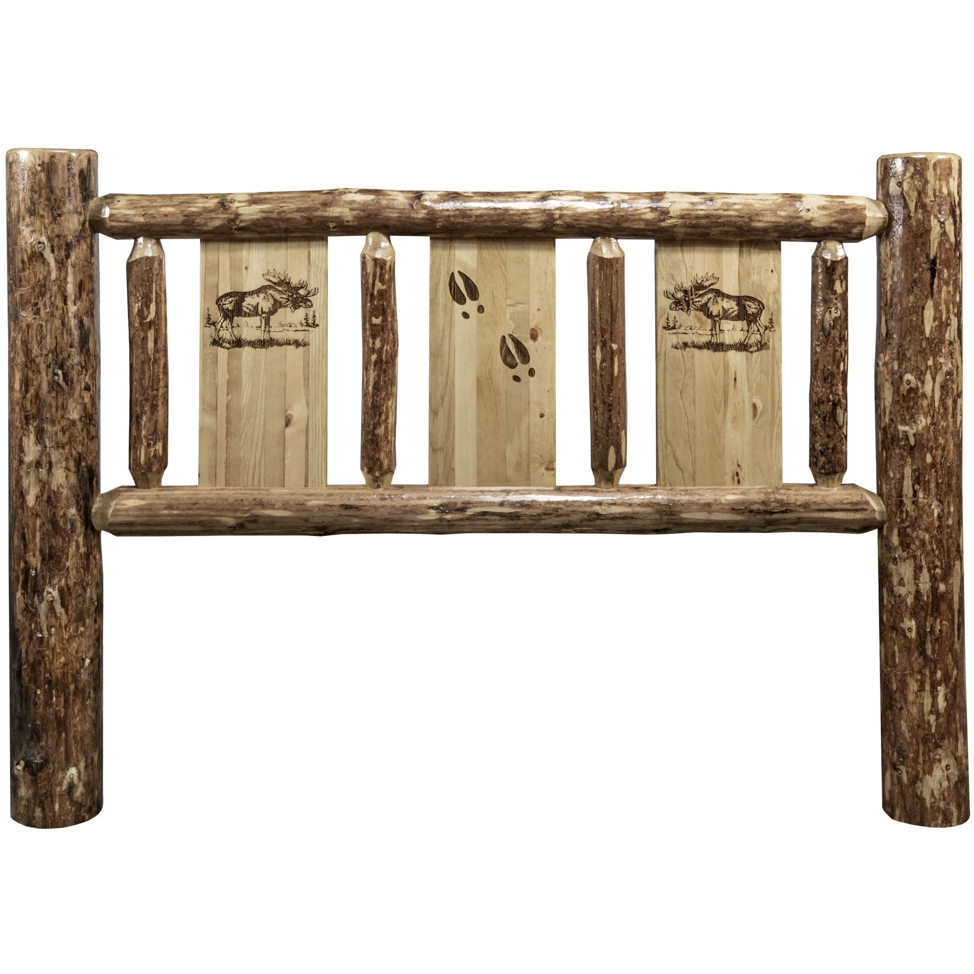 Glacier Country Collection Twin Headboard w/ Laser Engraved Moose Design