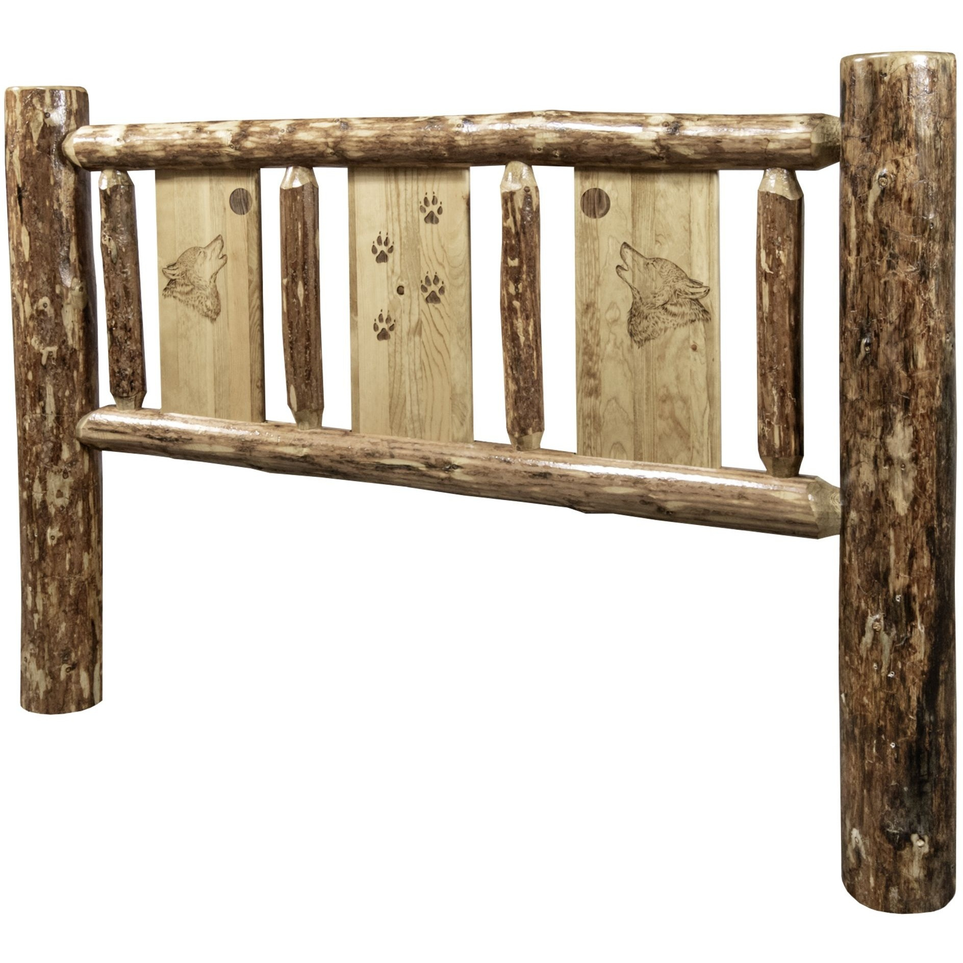 Glacier Country Collection Twin Headboard w/ Laser Engraved Wolf Design