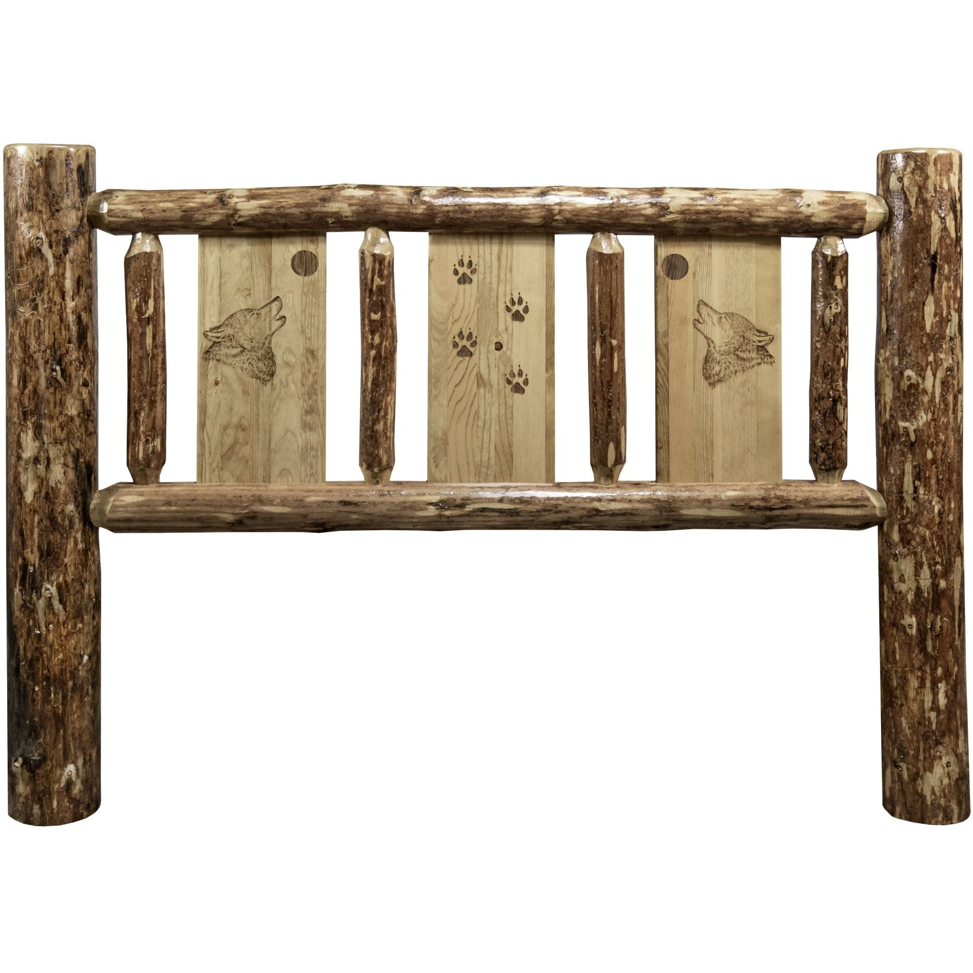 Glacier Country Collection Twin Headboard w/ Laser Engraved Wolf Design