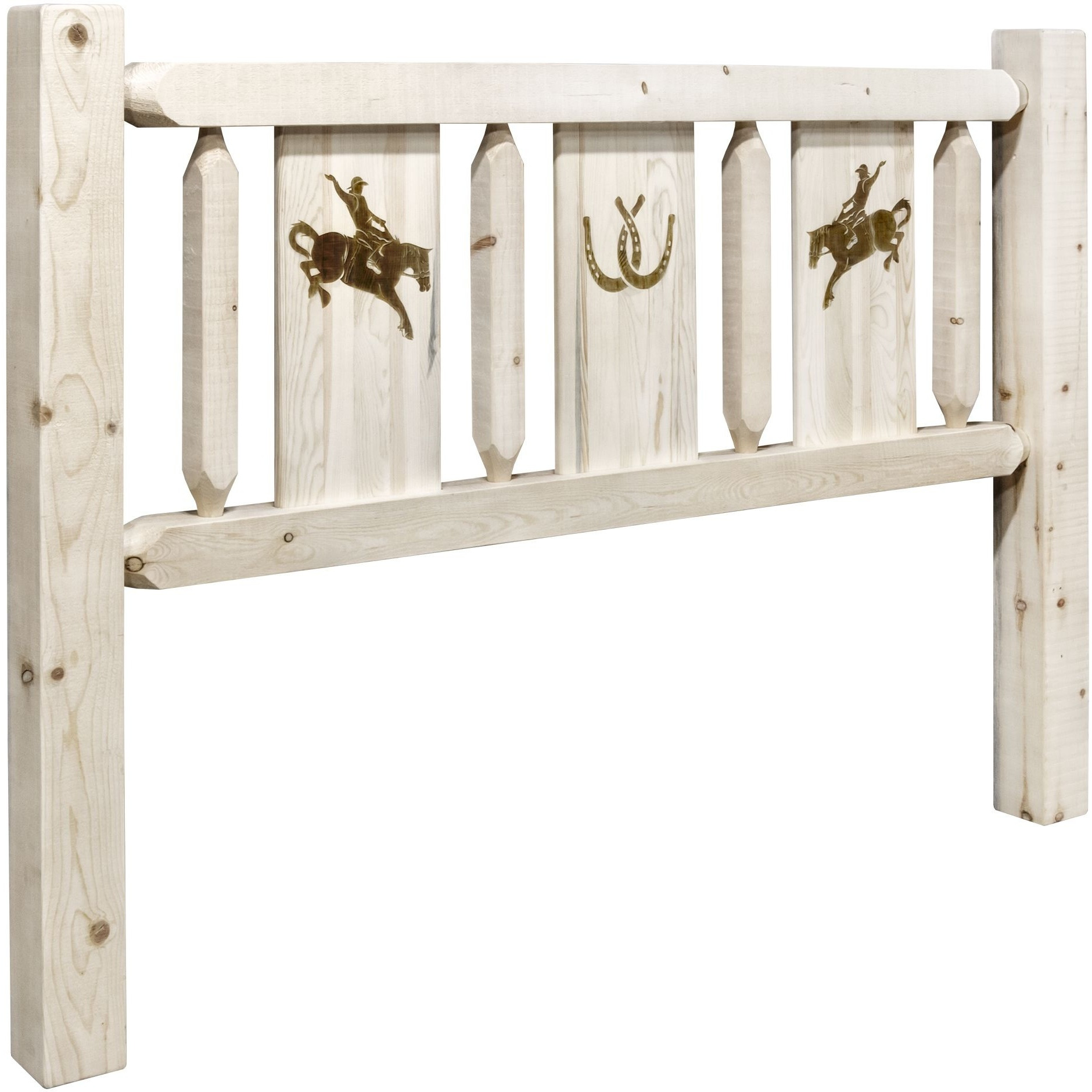 Homestead Collection Twin Headboard w/ Laser Engraved Bronc Design, Ready to Finish