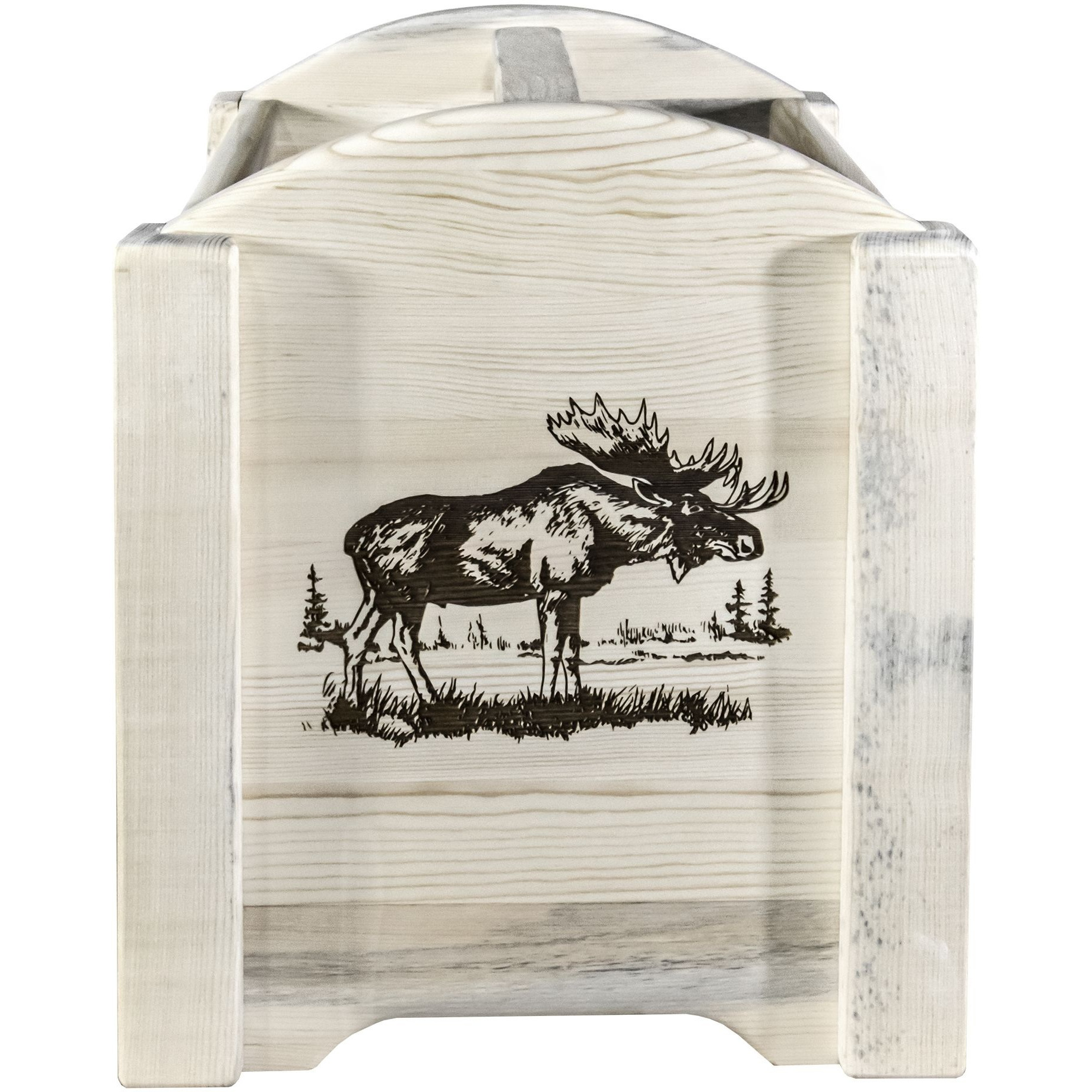 Homestead Collection Magazine Rack w/ Laser Engraved Moose Design, Clear Lacquer Finish