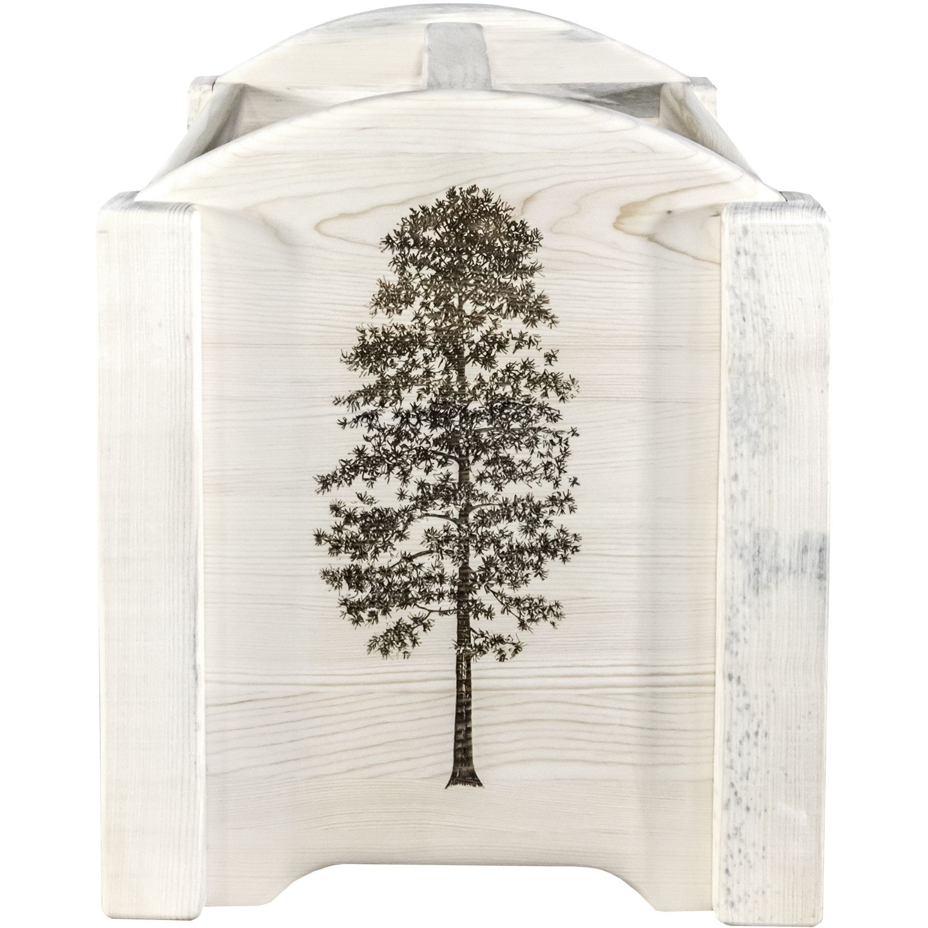 Homestead Collection Magazine Rack w/ Laser Engraved Pine Design, Ready to Finish