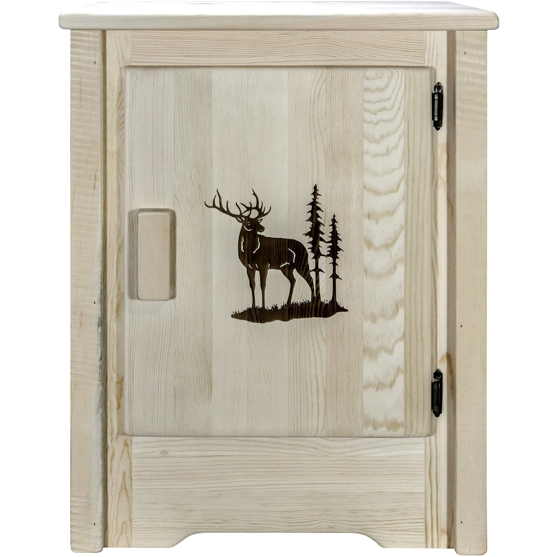 Homestead Collection Accent Cabinet w/ Laser Engraved Elk Design, Right Hinged, Ready to Finish