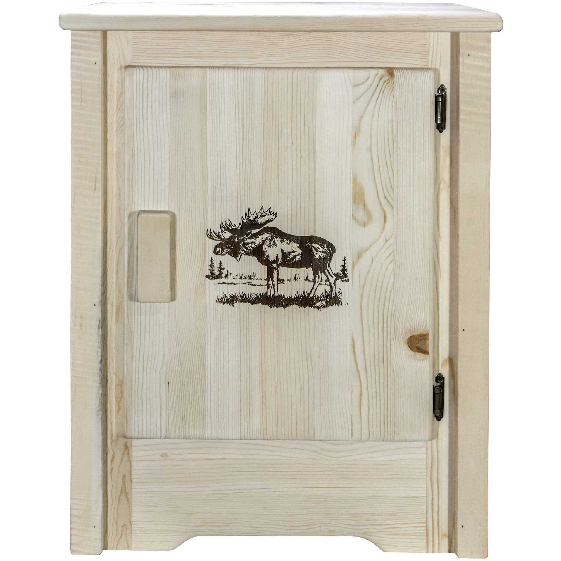 Homestead Collection Accent Cabinet w/ Laser Engraved Moose Design, Right Hinged, Ready to Finish