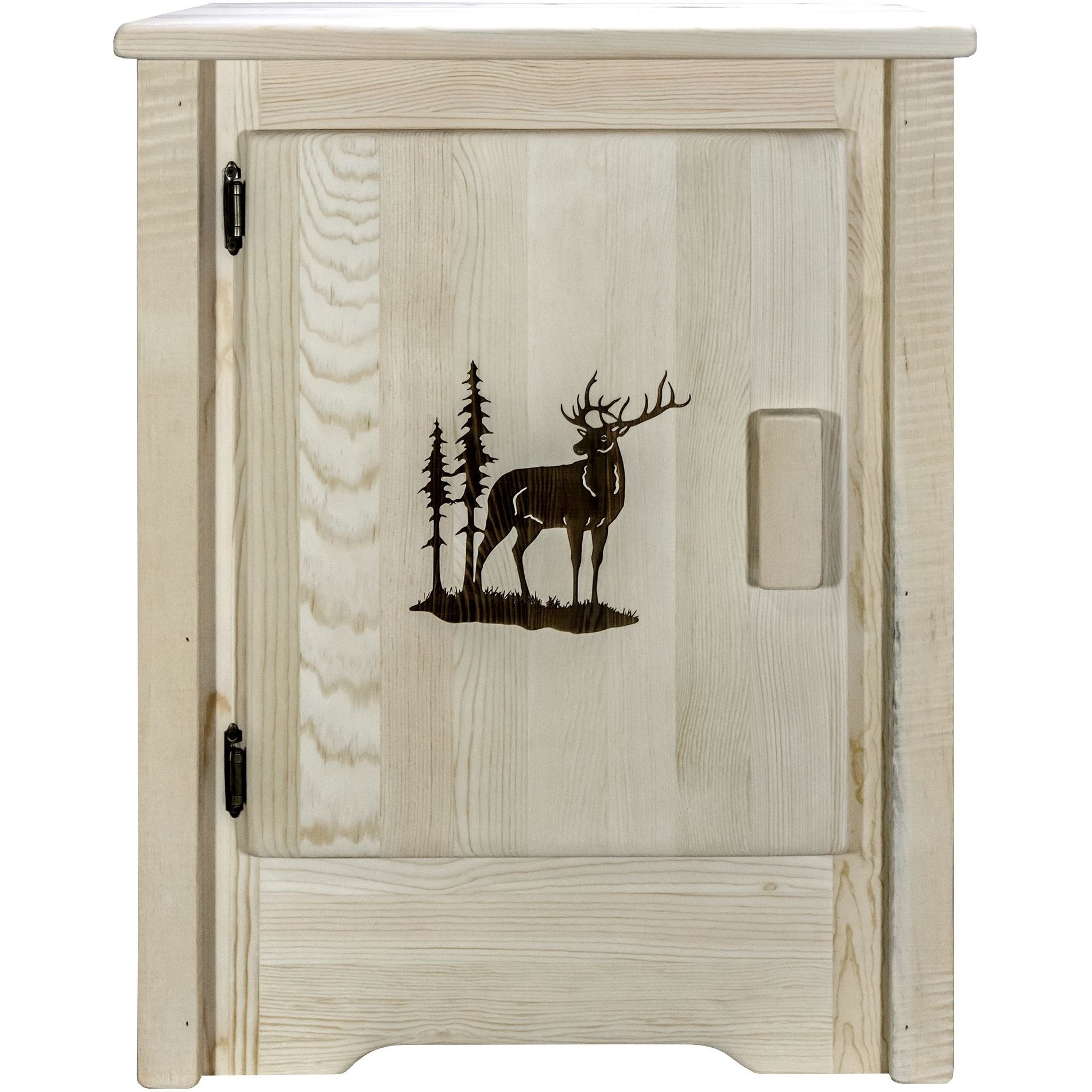 Homestead Collection Accent Cabinet w/ Laser Engraved Elk Design, Left Hinged, Ready to Finish