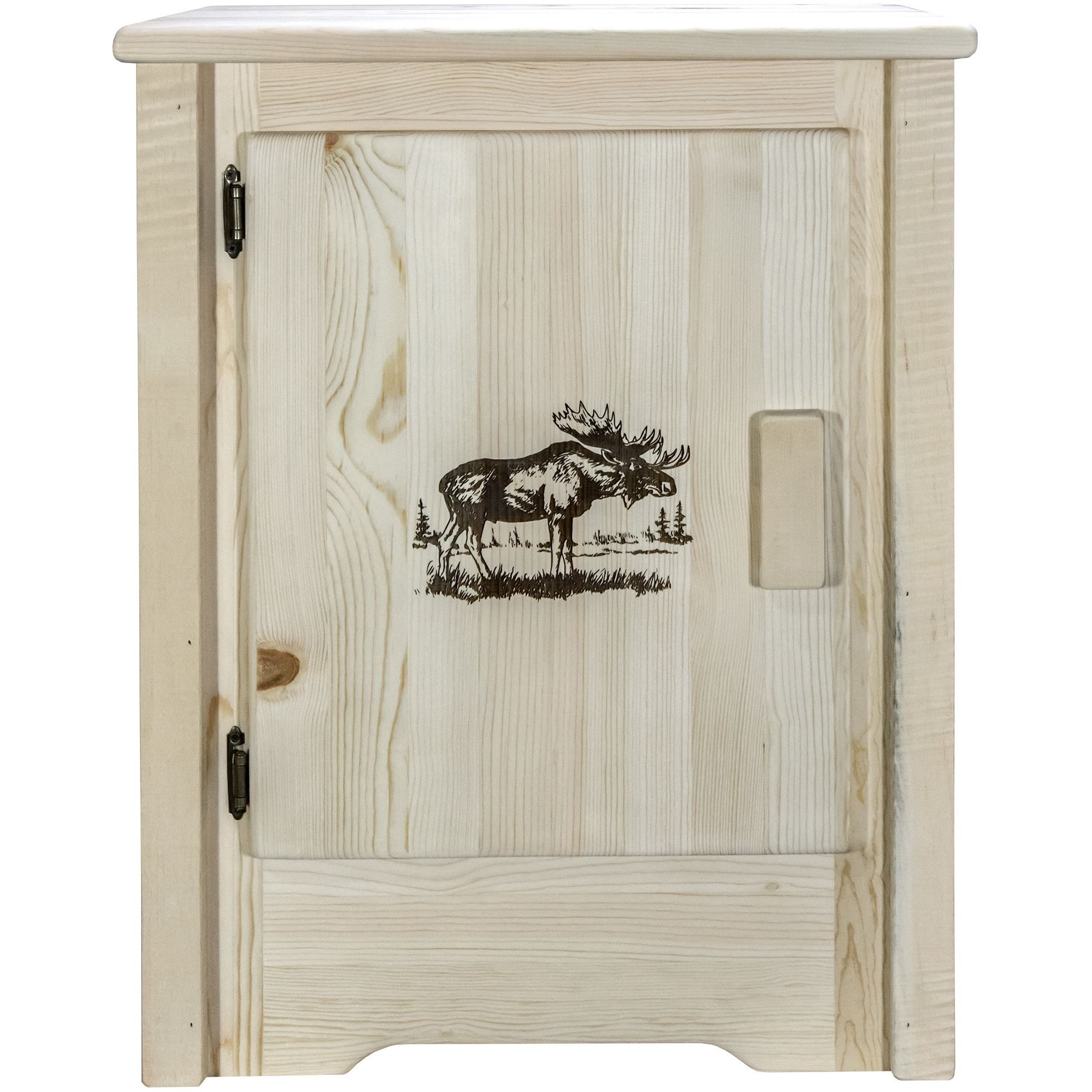Homestead Collection Accent Cabinet w/ Laser Engraved Moose Design, Left Hinged, Ready to Finish
