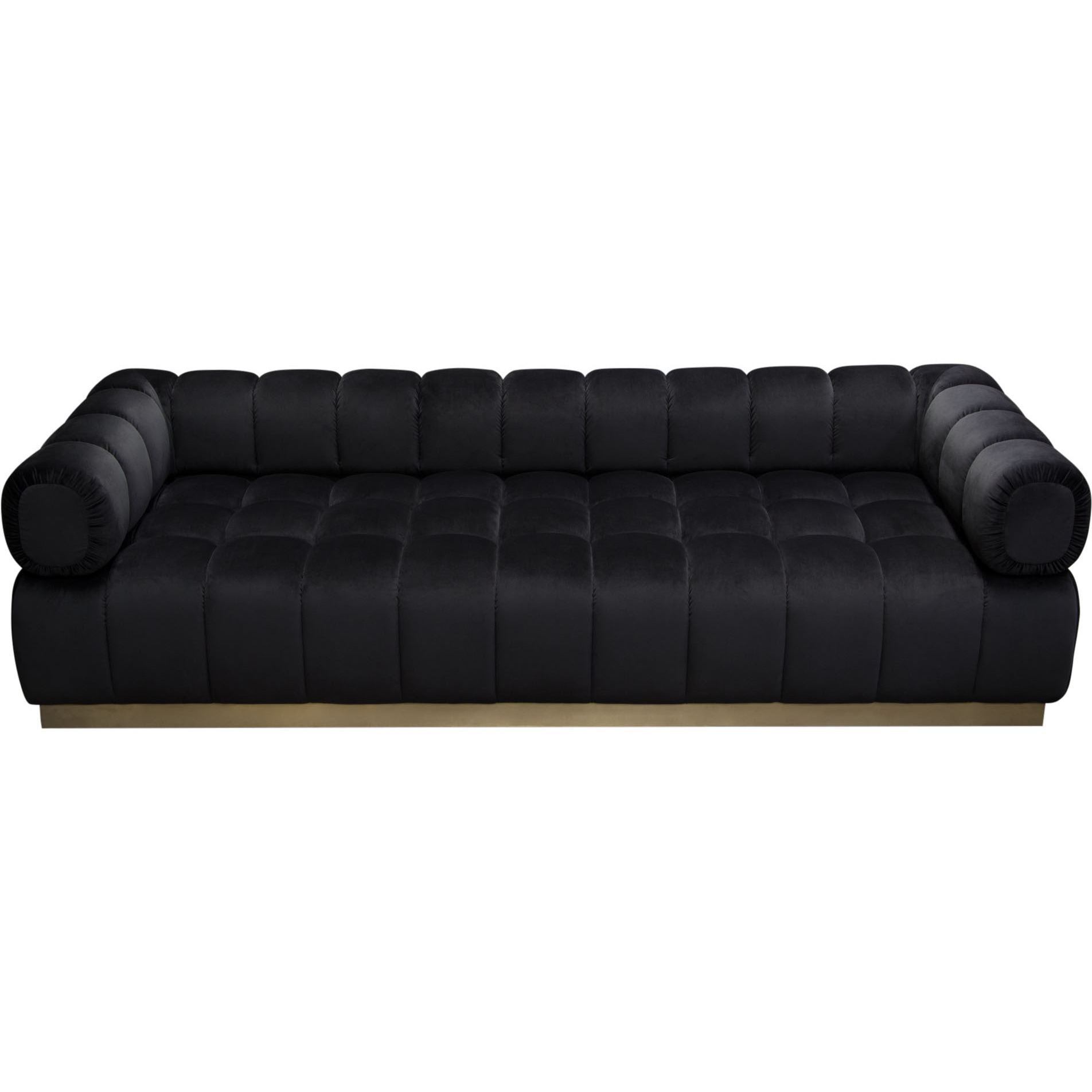 Image Low Profile Sofa in Black Velvet w/ Brushed Gold Base by Diamond Sofa