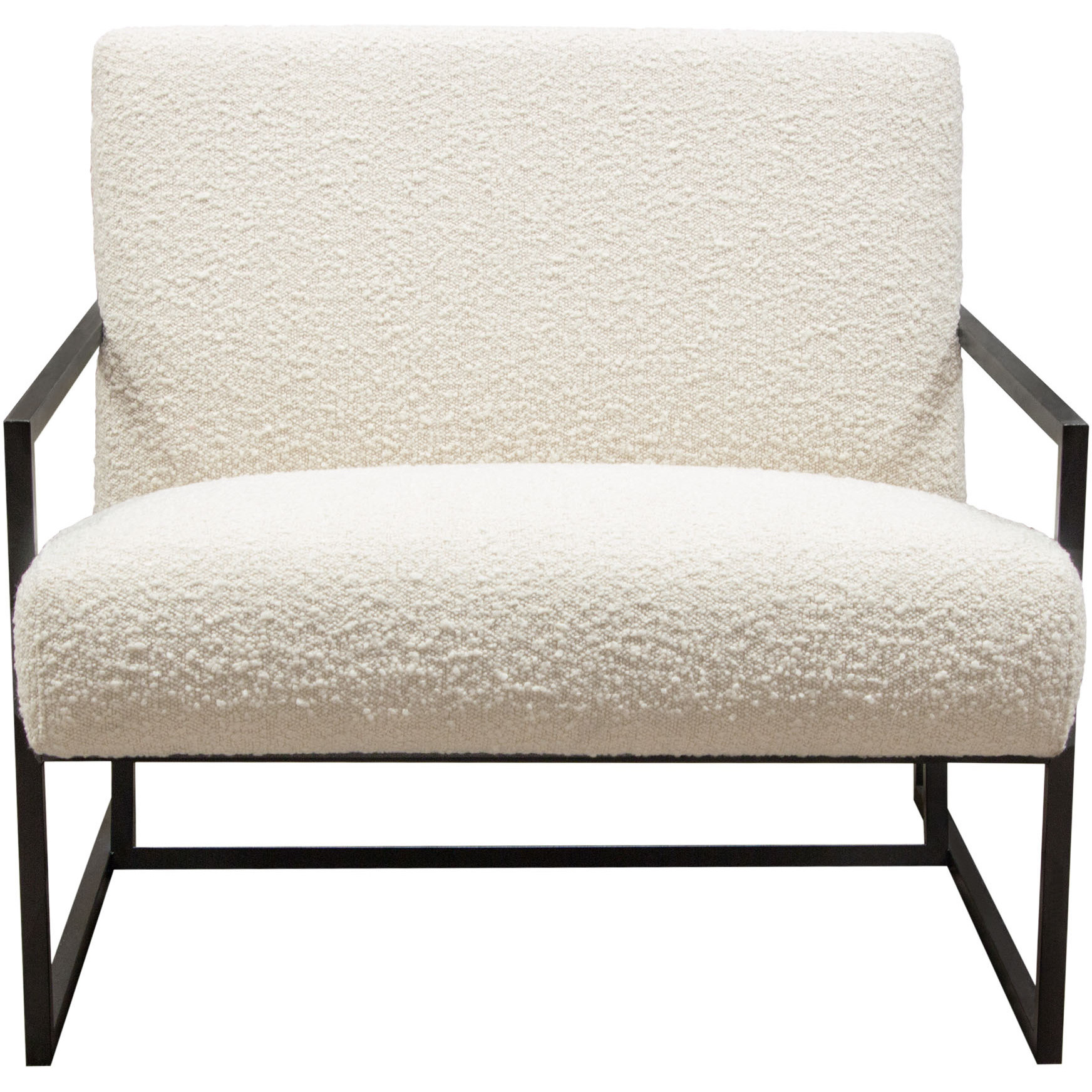 Luxe Accent Chair in Bone Boucle Textured Fabric with Black Powder Coat Frame by Diamond Sofa