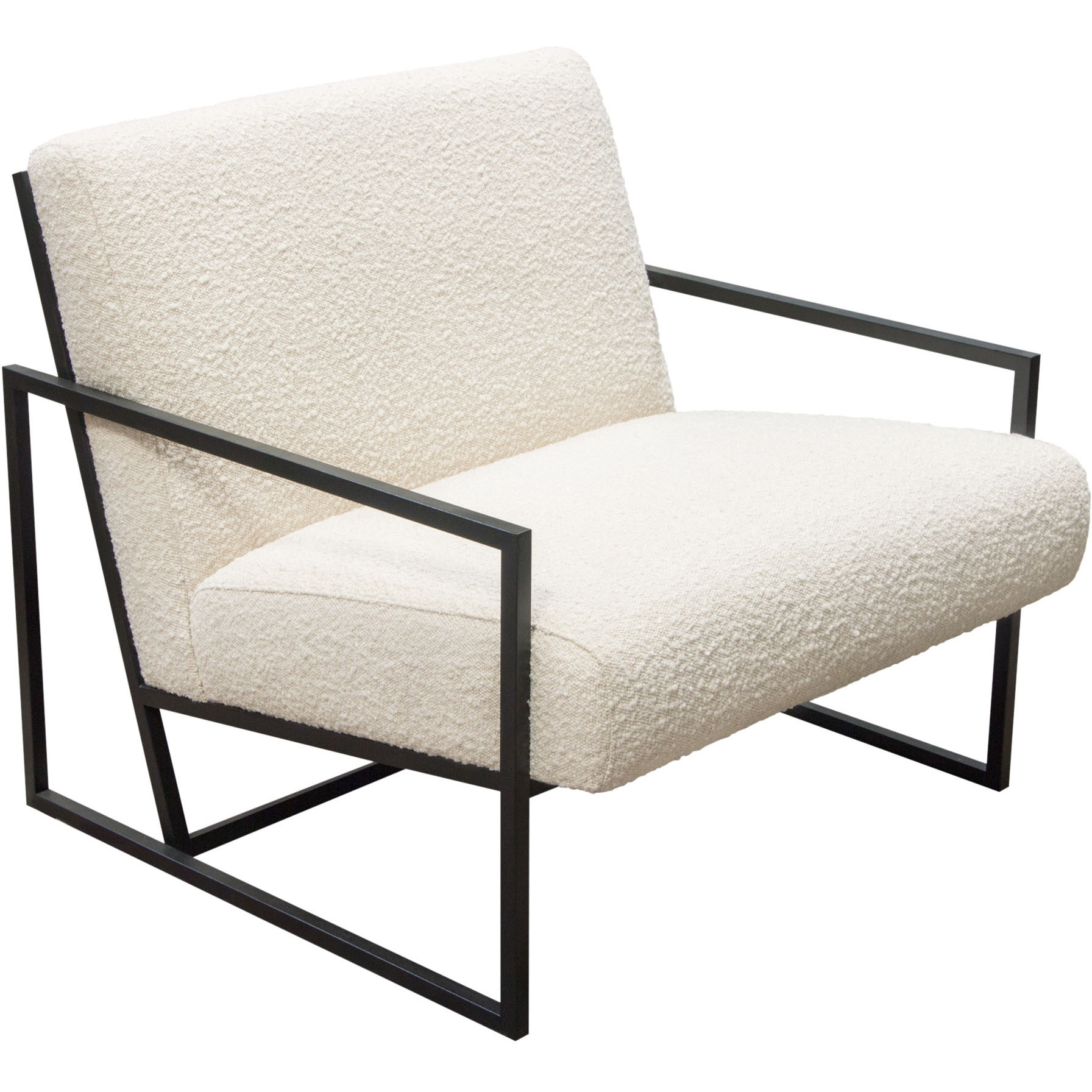 Luxe Accent Chair in Bone Boucle Textured Fabric with Black Powder Coat Frame by Diamond Sofa