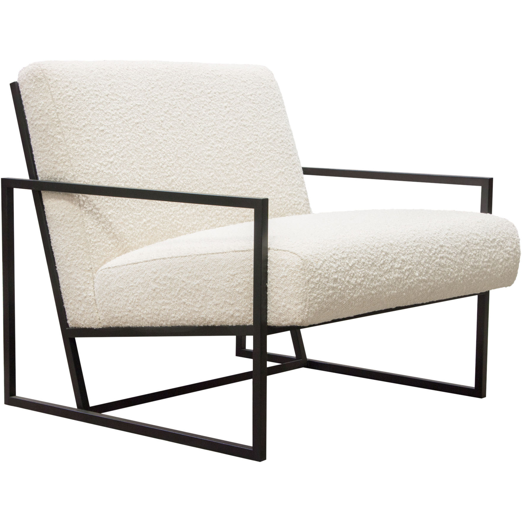 Luxe Accent Chair in Bone Boucle Textured Fabric with Black Powder Coat Frame by Diamond Sofa