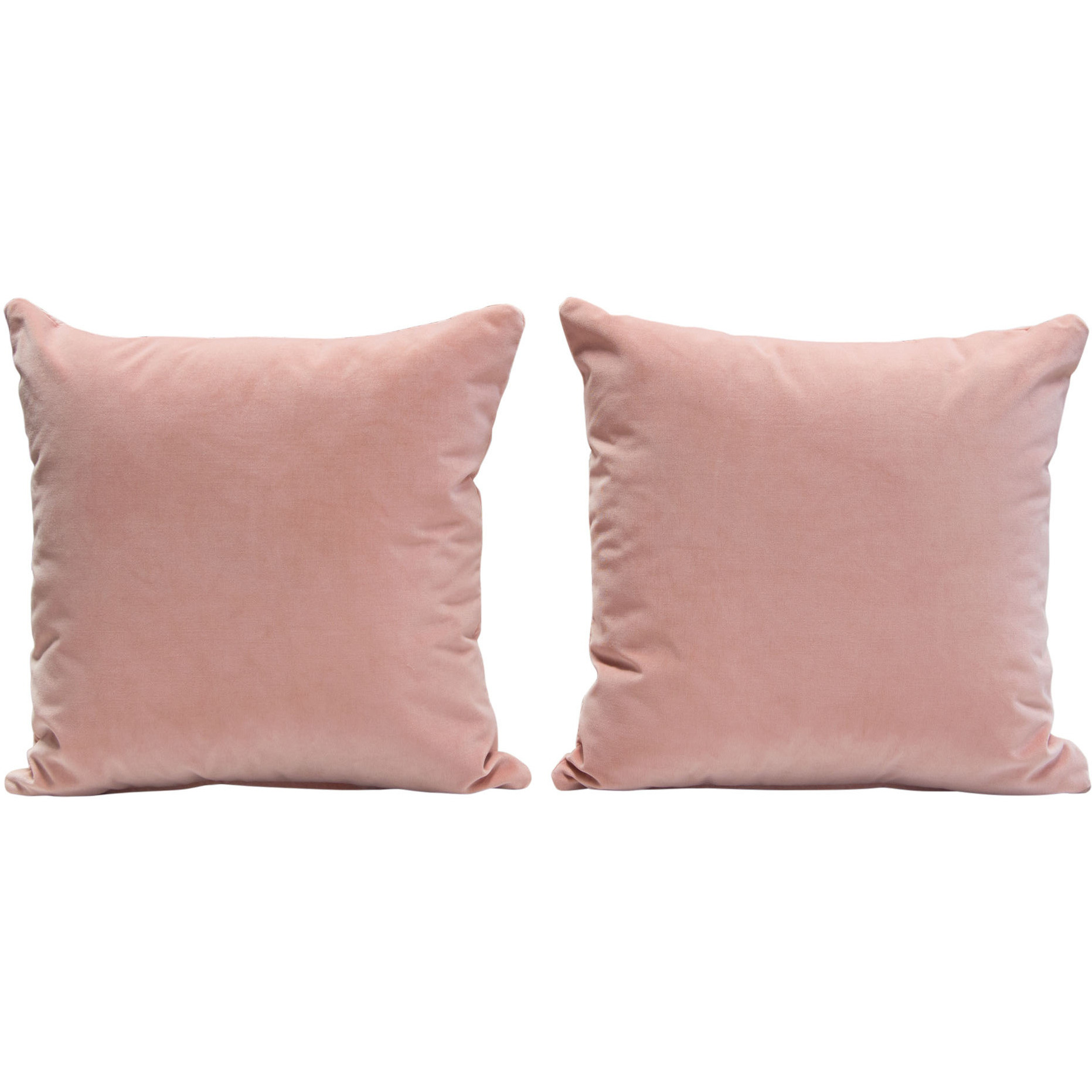 Set of (2) 16" Square Accent Pillows in Blush Pink Velvet by Diamond Sofa