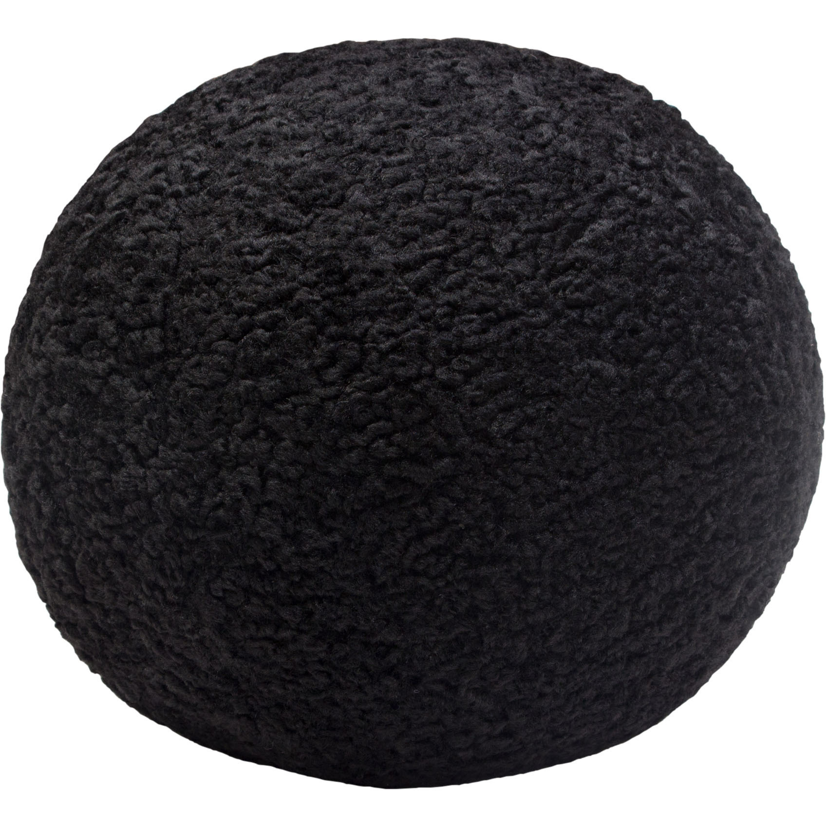 Set of (2) 10" Round Accent Pillows in Black Faux Sheepskin by Diamond Sofa