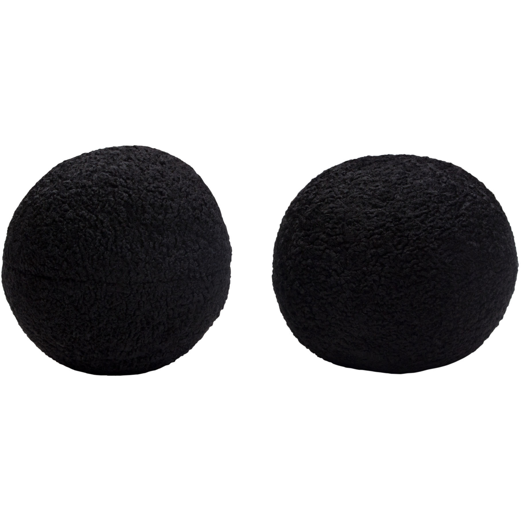 Set of (2) 10" Round Accent Pillows in Black Faux Sheepskin by Diamond Sofa