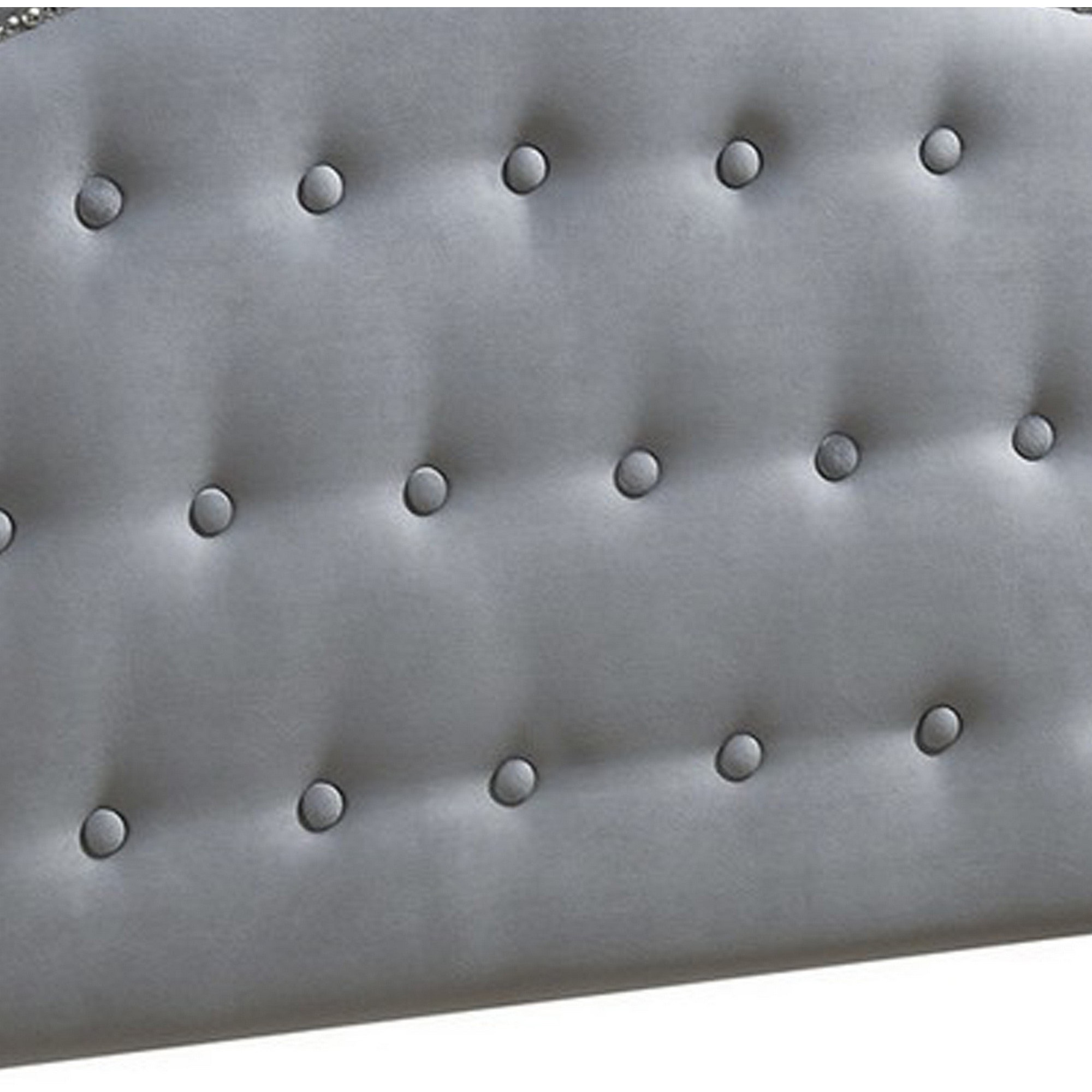 Button Tufted Twin Velvet Bed with Curved Headboard, Gray