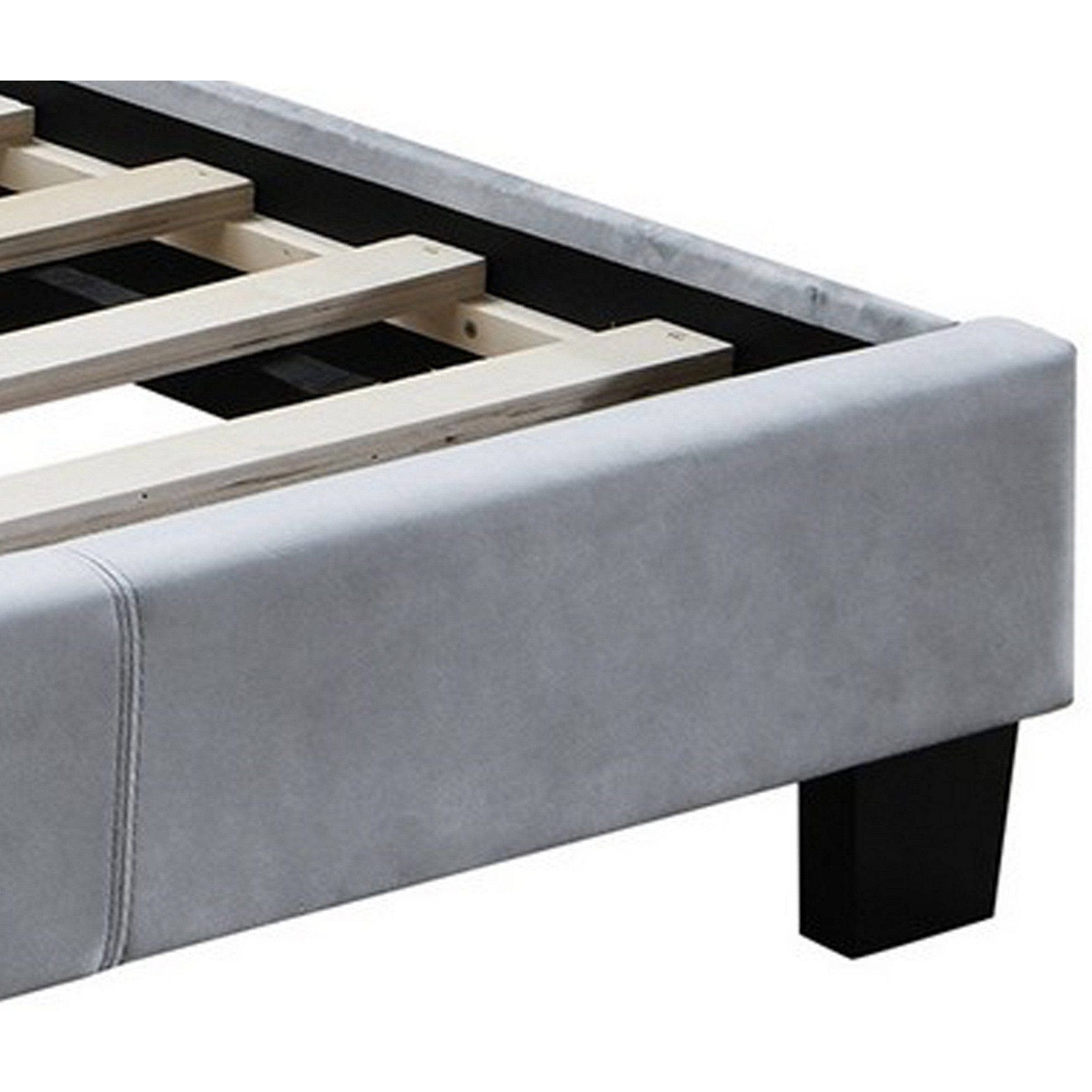 Button Tufted Twin Velvet Bed with Curved Headboard, Gray