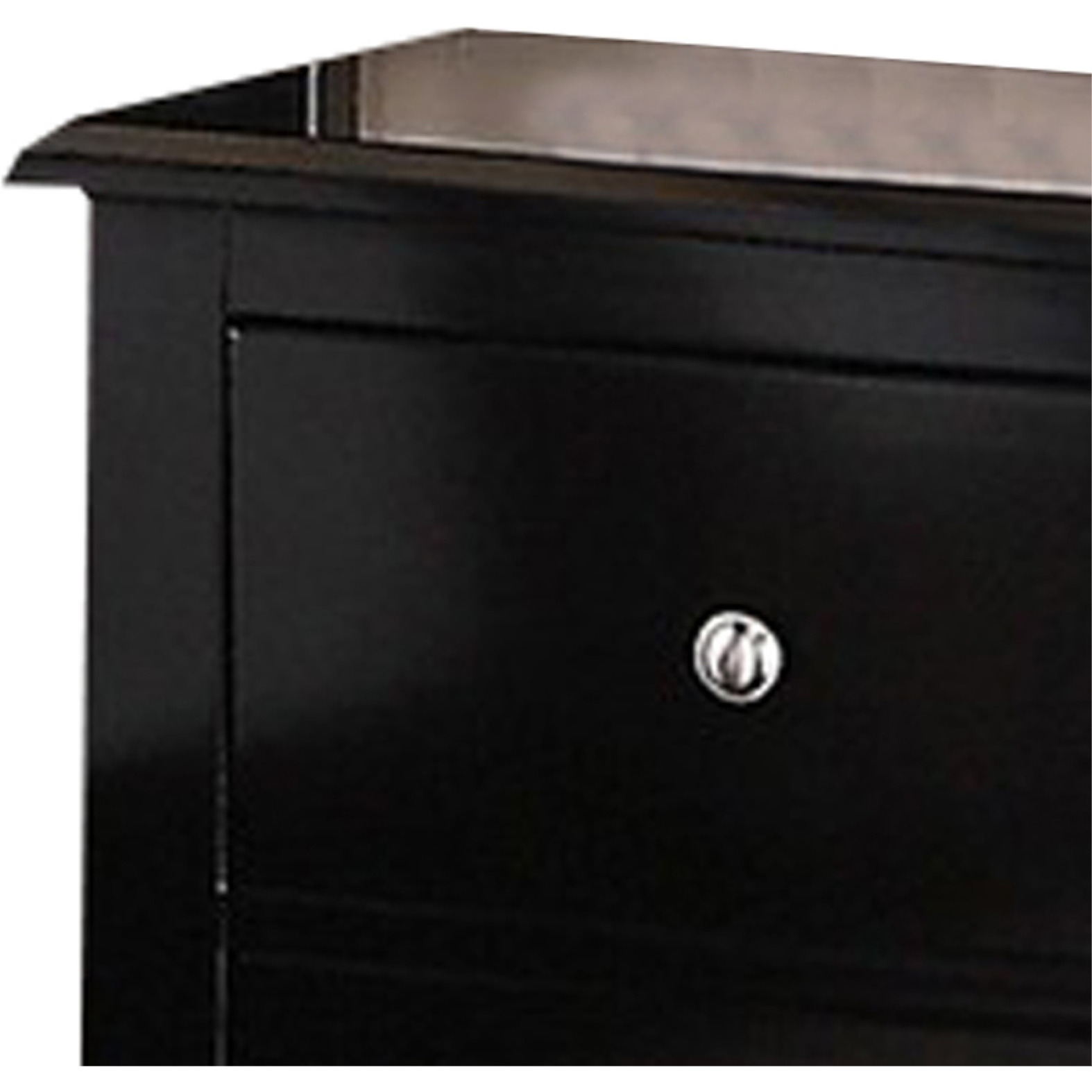 2 Drawer Wooden Nightstand with Metal Knobs, Espresso Brown