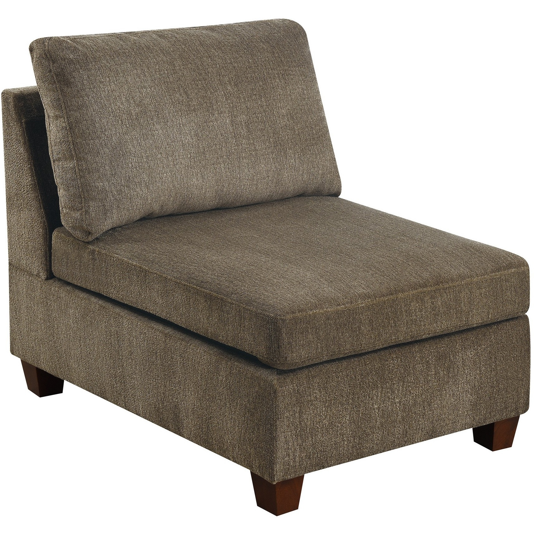Fabric Armless Chair with Loose Back Pillows, Brown