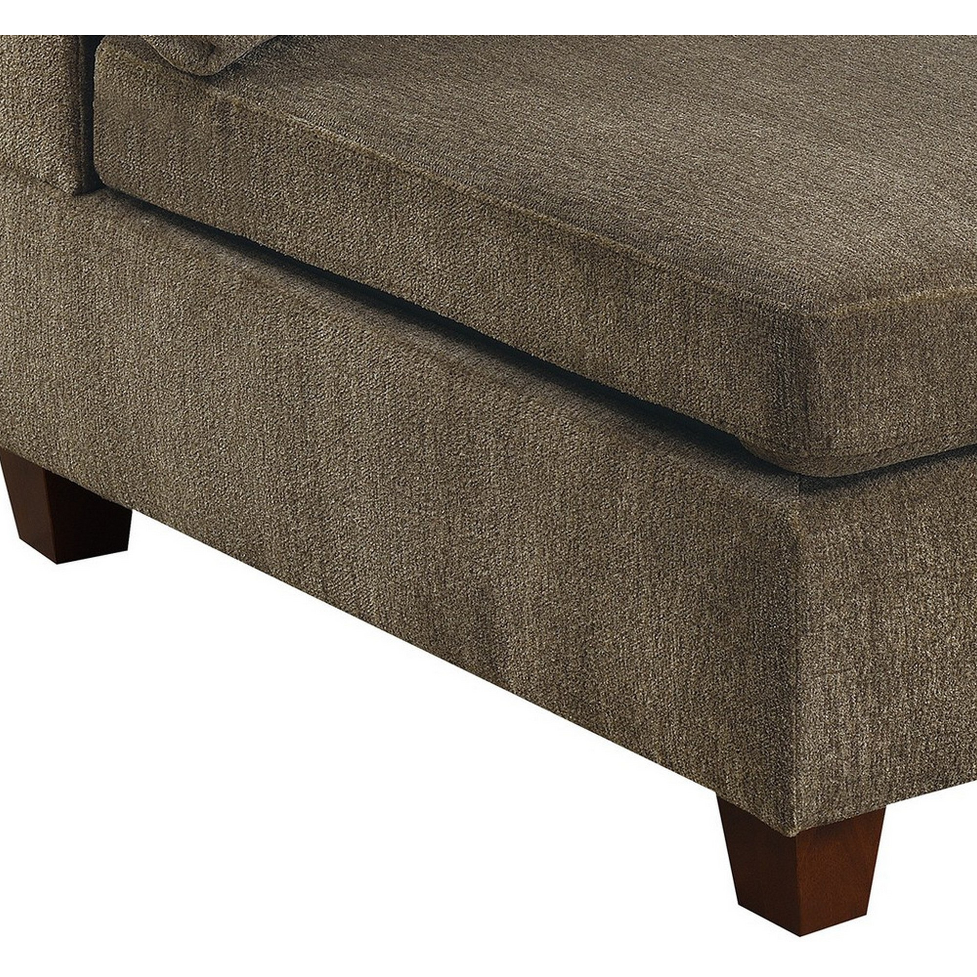 Fabric Armless Chair with Loose Back Pillows, Brown