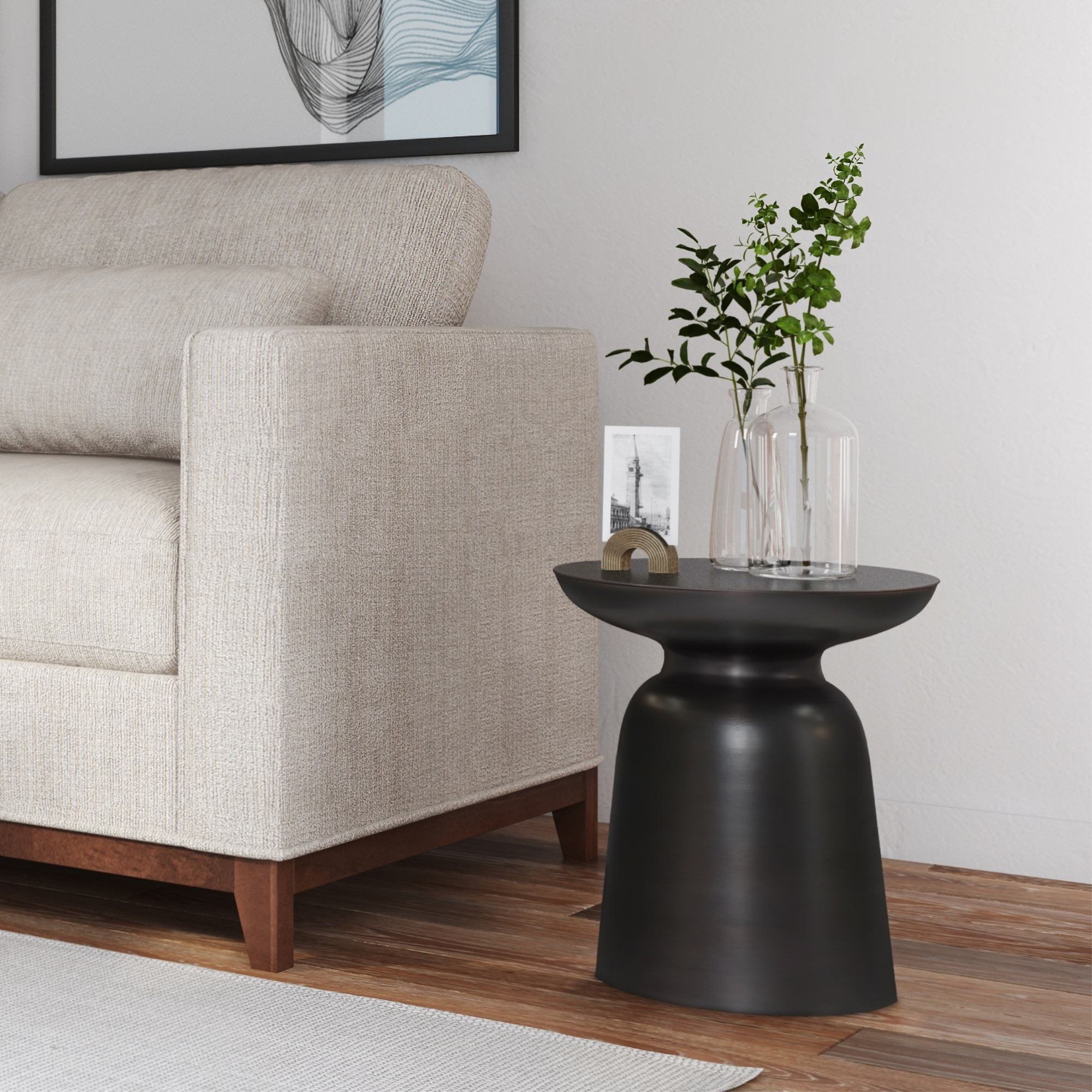 Toby Modern Industrial 17 inch Wide Metal Accent Side Table in Antique Copper, Fully Assembled