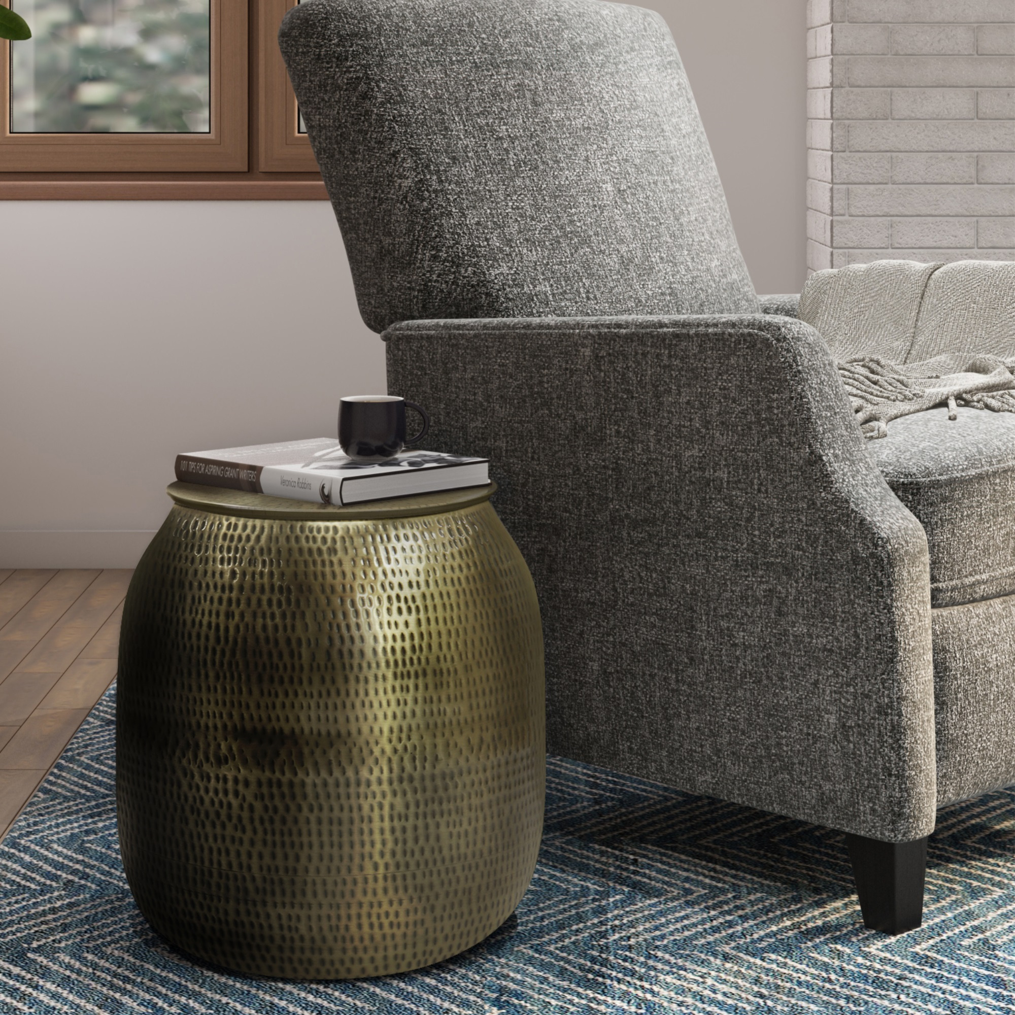 Griffen 19 in Wide Metal Storage Accent Side Table