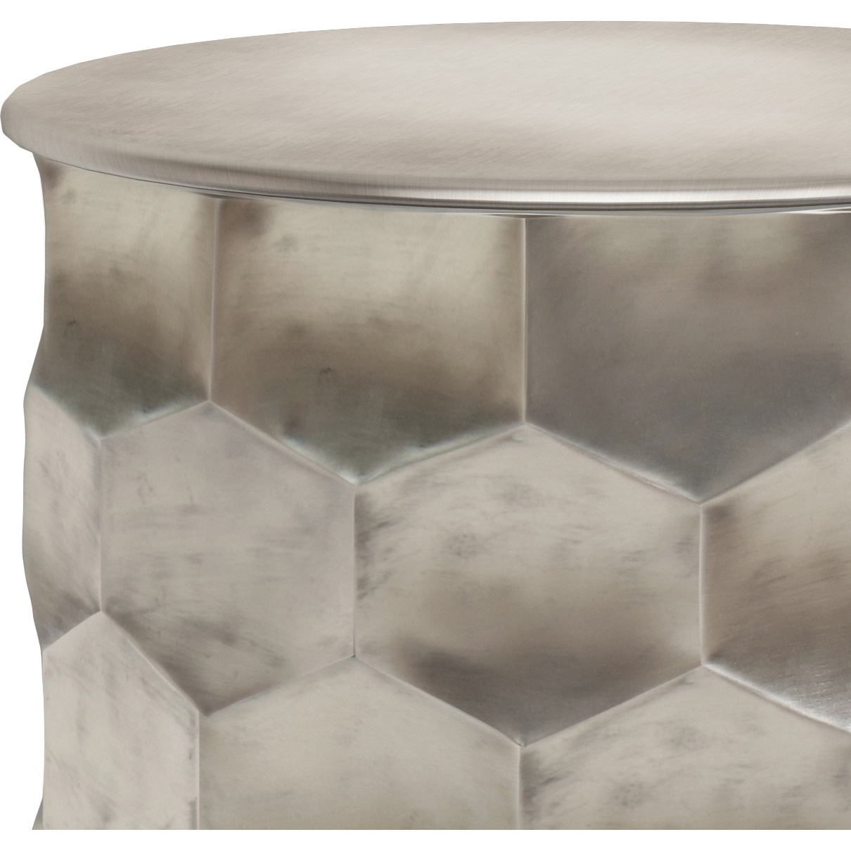 Whitney Metal Storage Side Table in Antique Silver