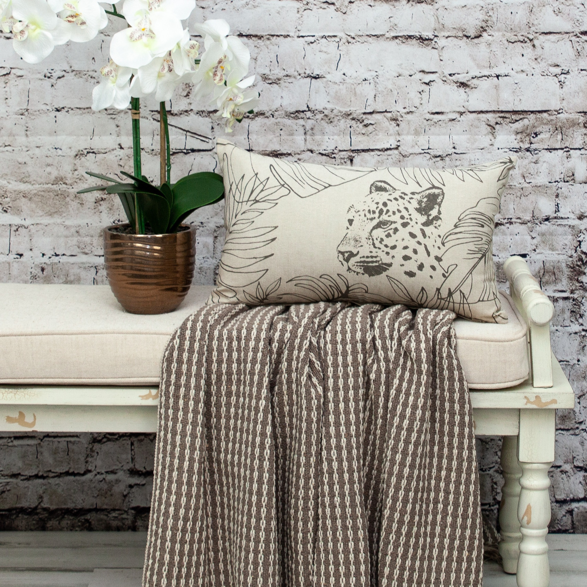Parkland Collection Ursula Transitional Beige Throw Pillow