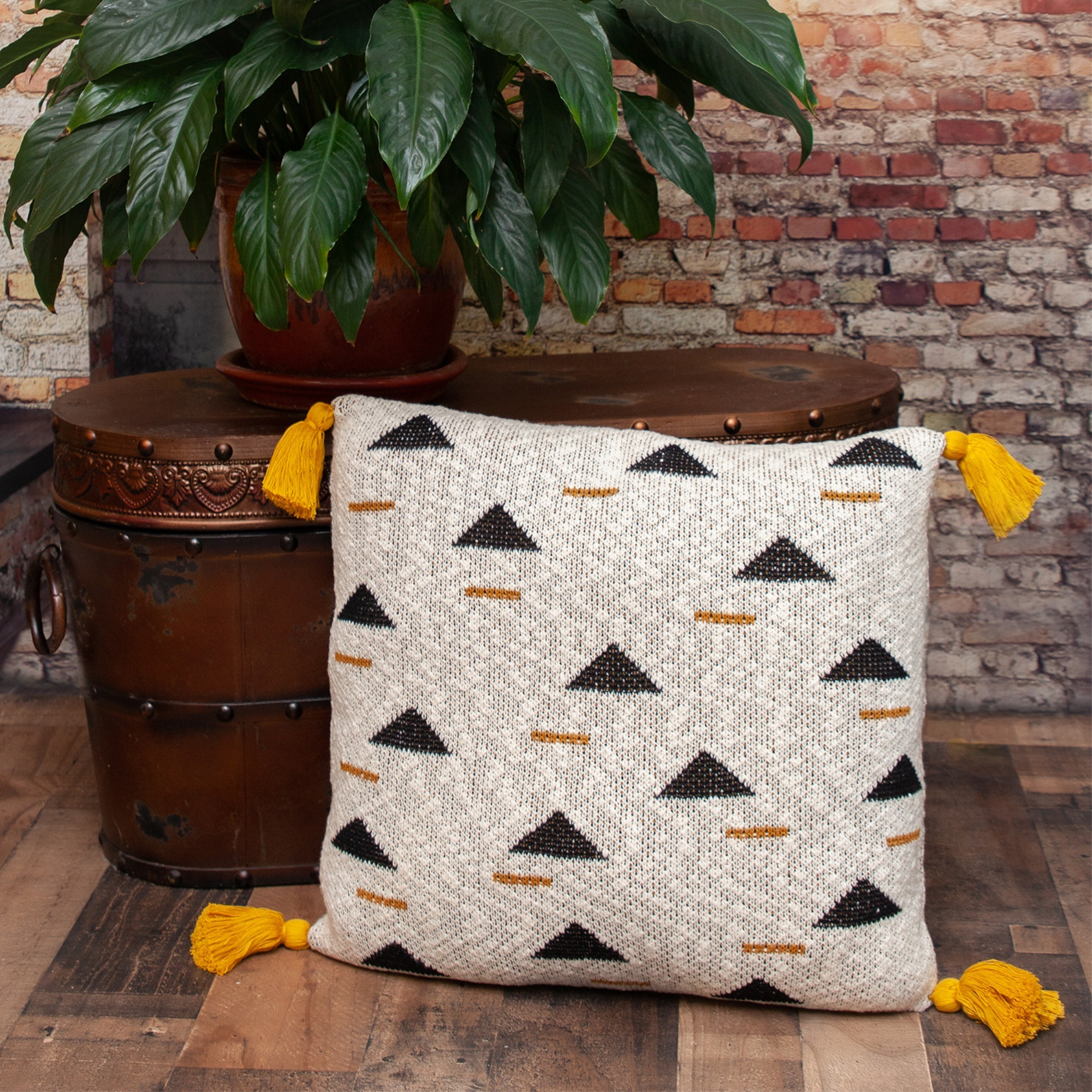 Parkland Collection Poki Transitional Beige Throw Pillow