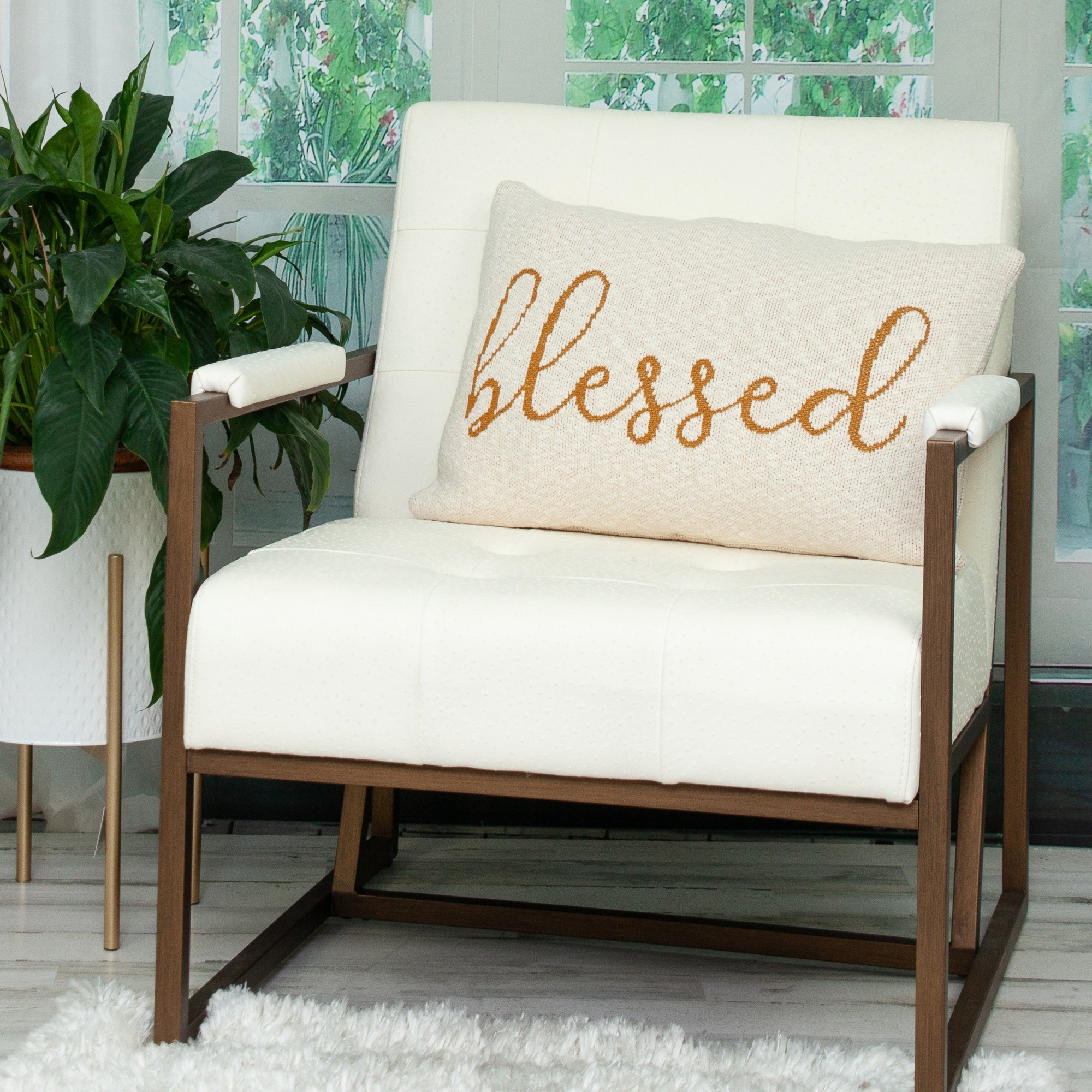 Parkland Collection Blessed Transitional Beige Throw Pillow