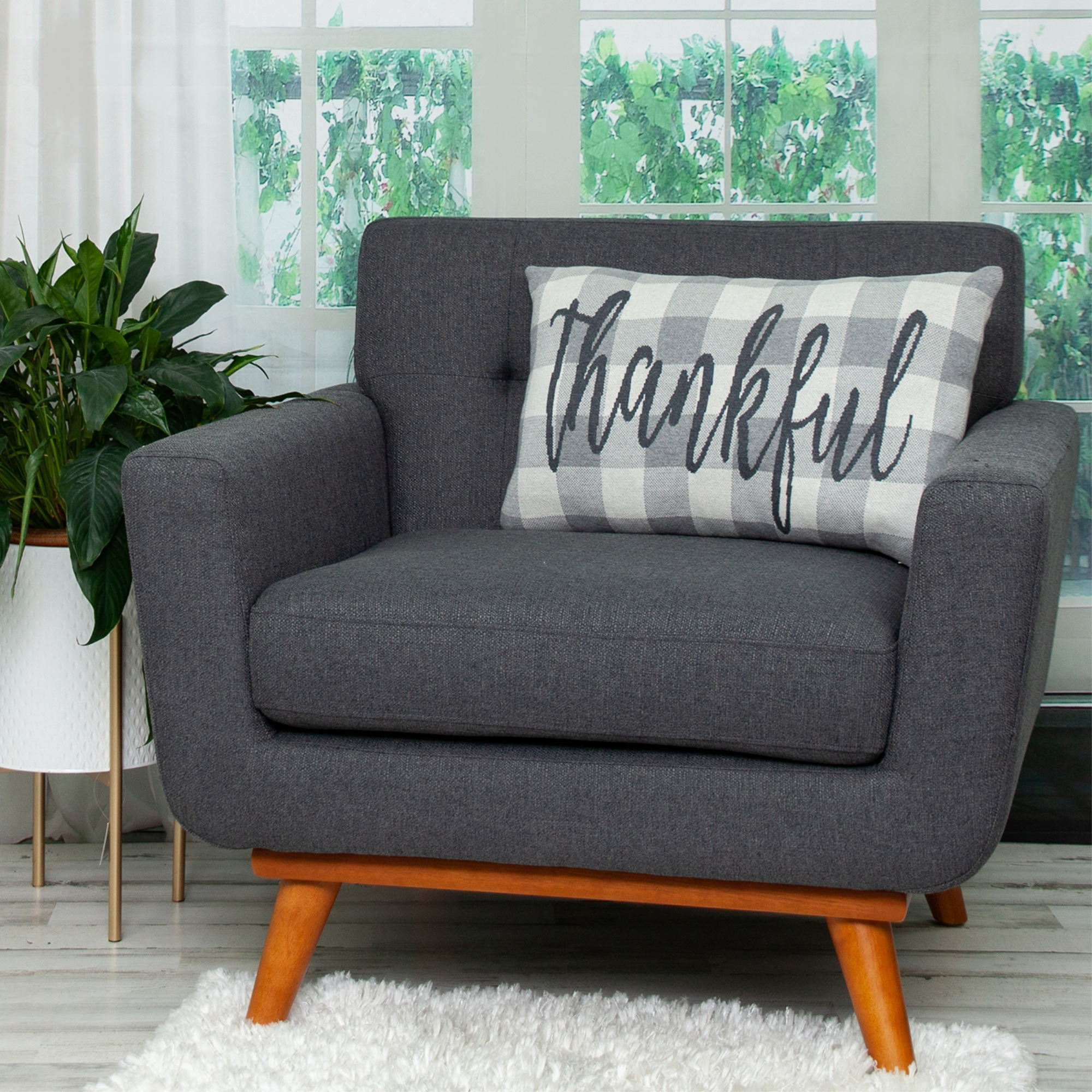 Parkland Collection Grey_Thankful Transitional Grey Throw Pillow