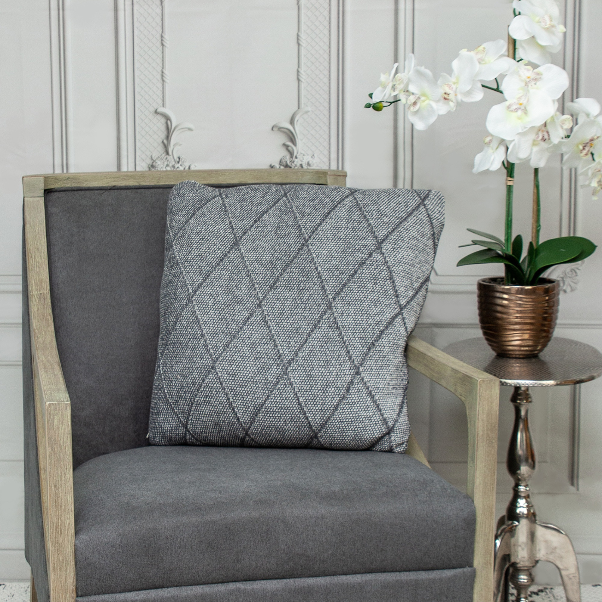 Parkland Collection Grampy Transitional Grey Throw Pillow