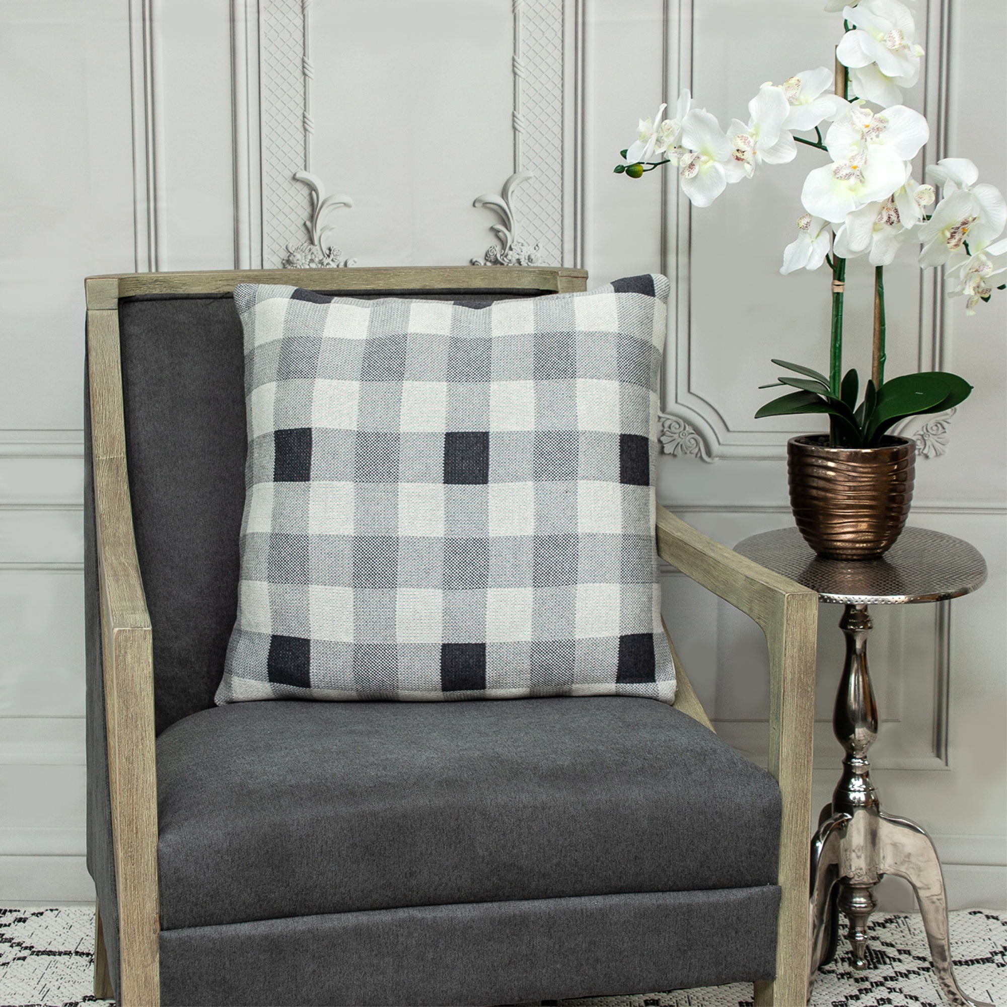 Parkland Collection Graham Transitional Grey Throw Pillow