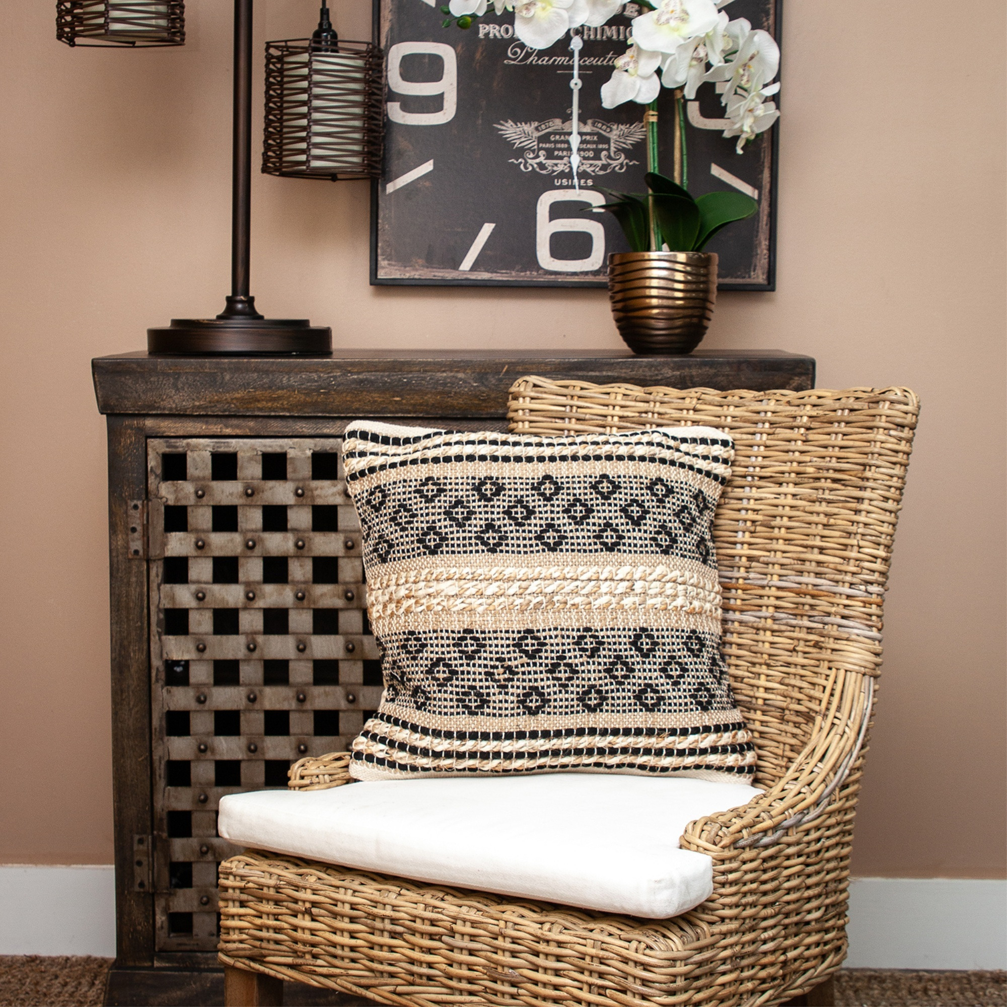 Parkland Collection Nate Transitional Brown Throw Pillow