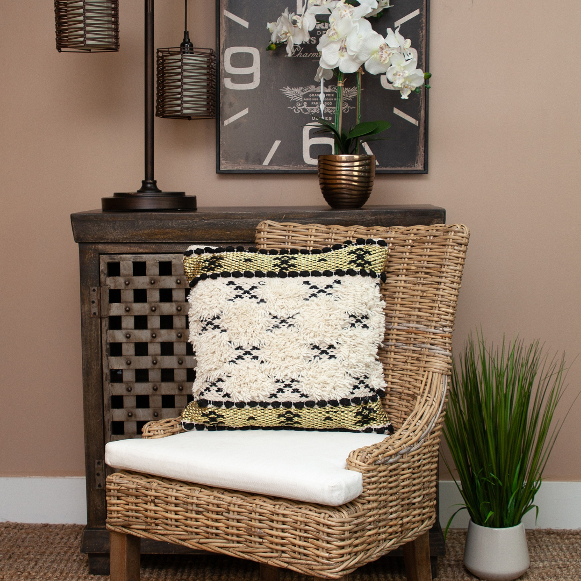 Parkland Collection Leopold Transitional Ivory Throw Pillow